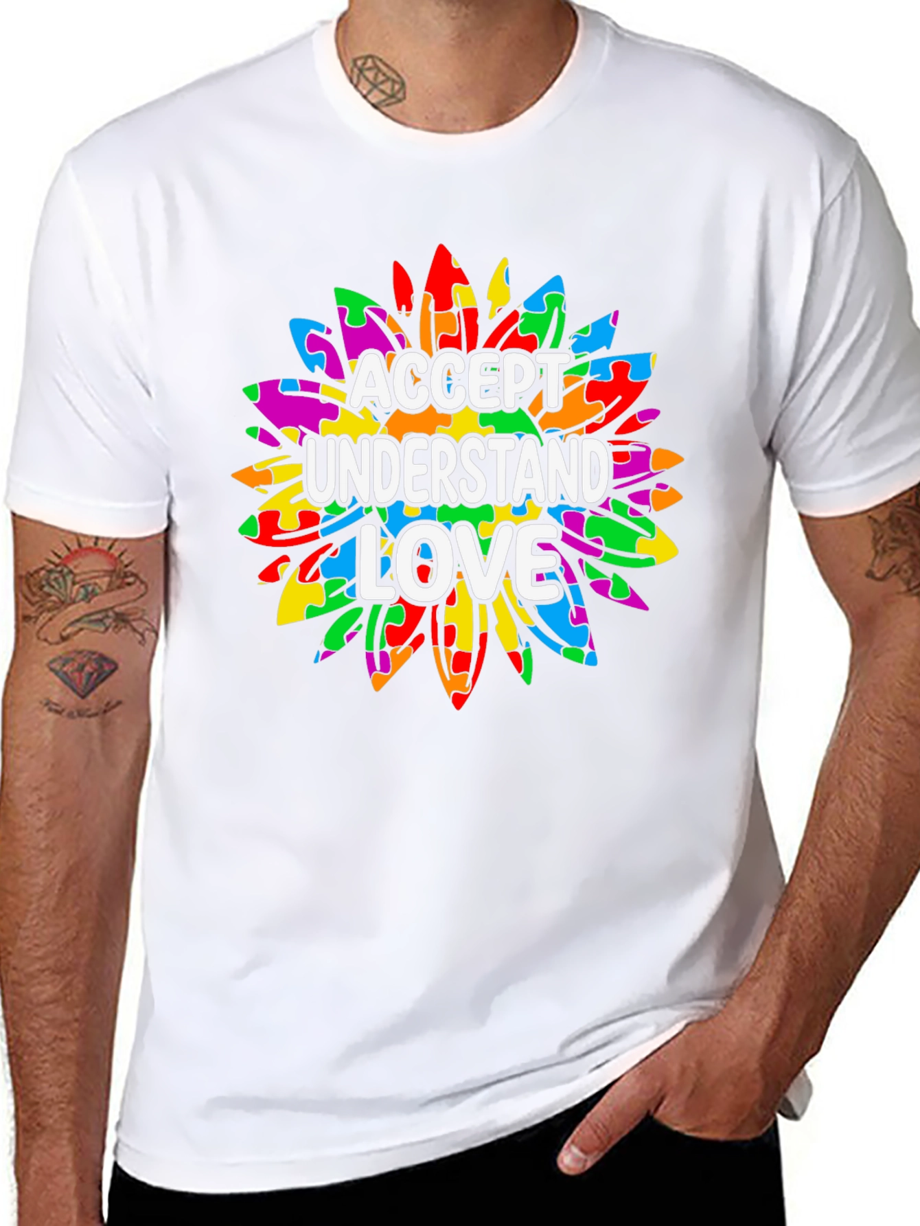 Autism Awareness T-Shirt Accept Understand Love Puzzle