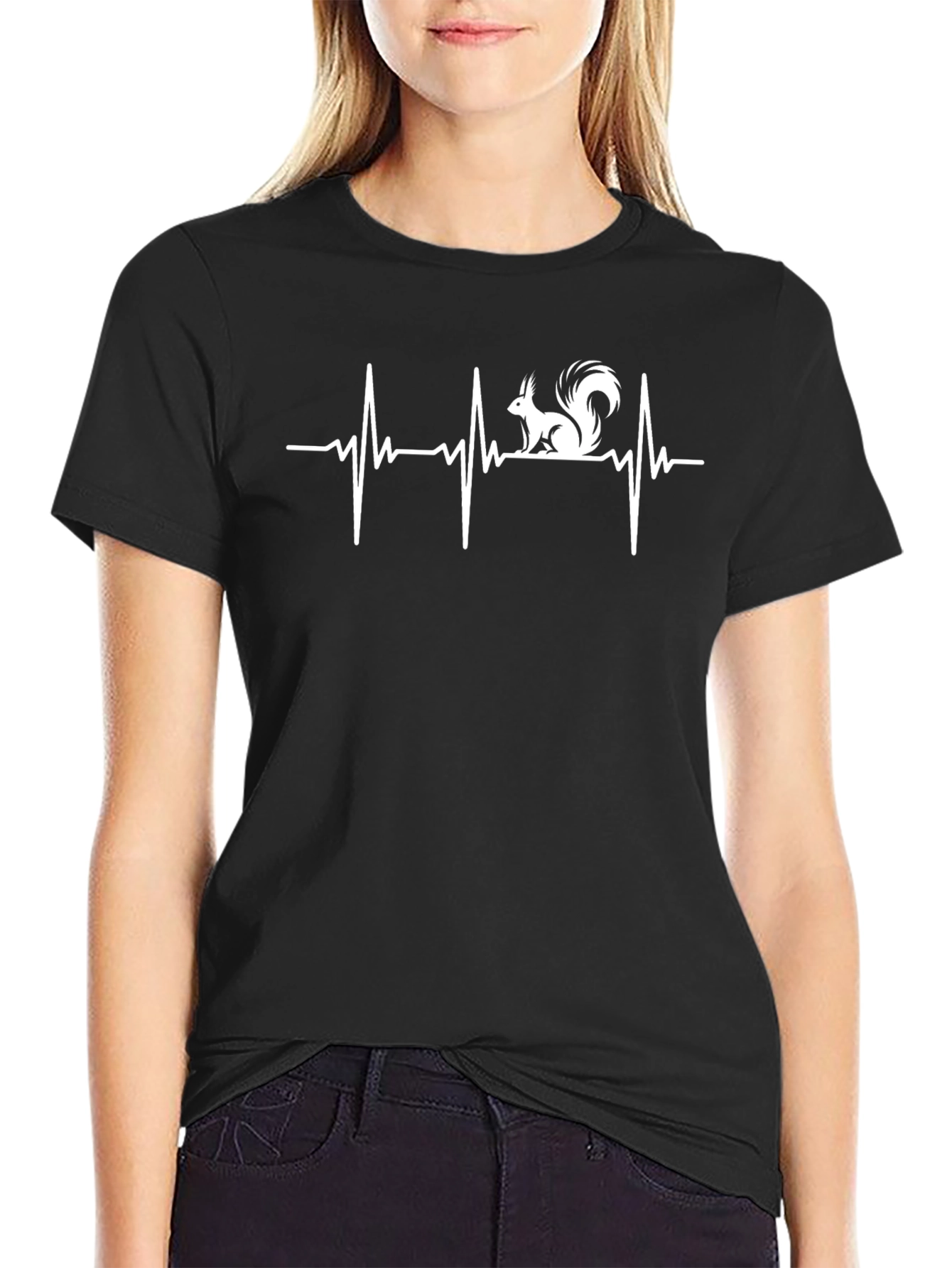 Squirrel Heartbeat T-Shirt - Black