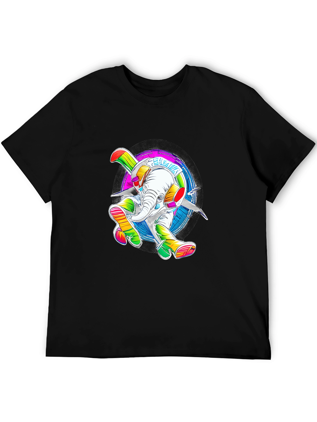 Rainbow Elephant Graphic Tee - Funky T-Shirt