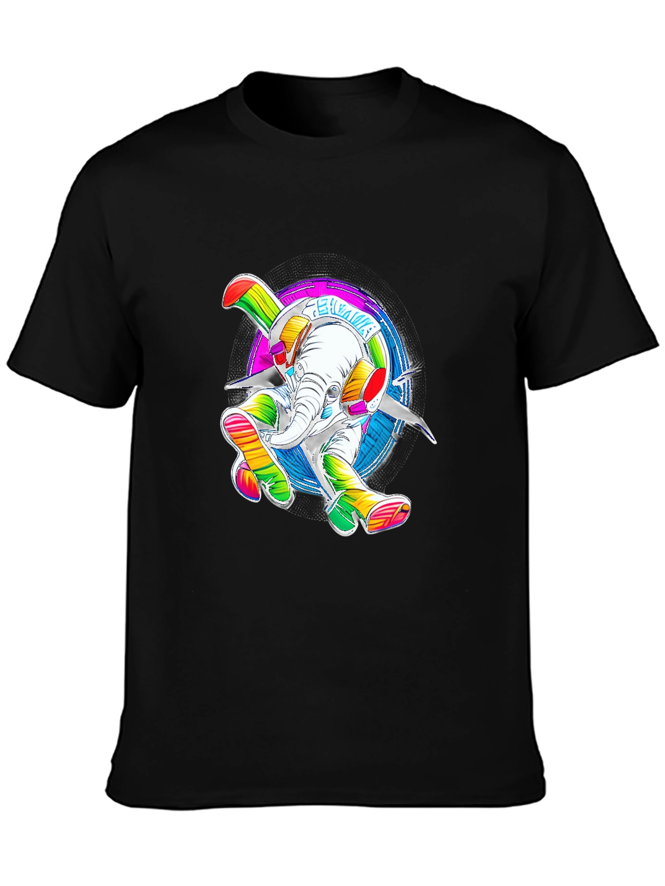 Rainbow Elephant Graphic Tee - Funky T-Shirt