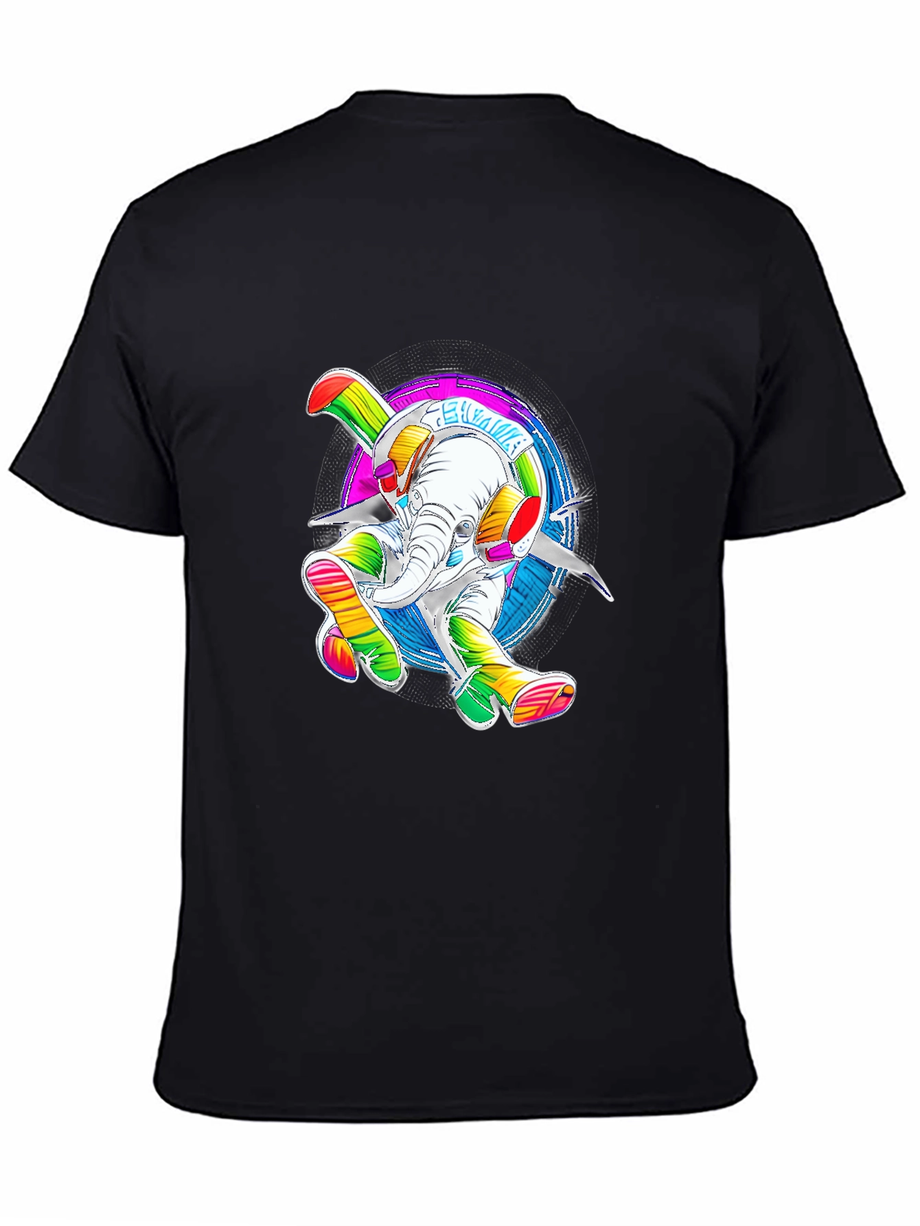 Rainbow Elephant Graphic Tee - Funky T-Shirt