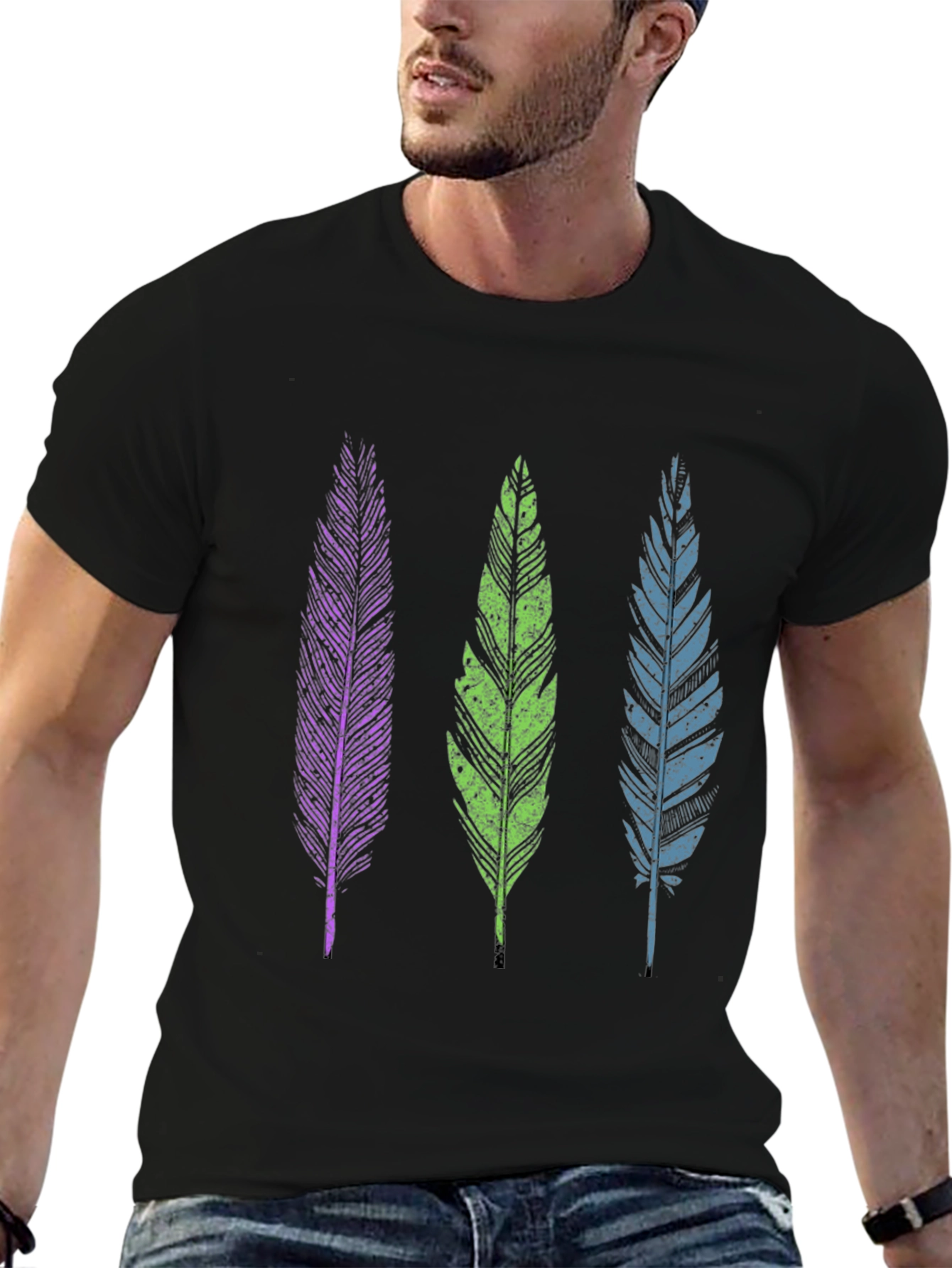 Feather Trio Graphic Tee - Casual Comfort