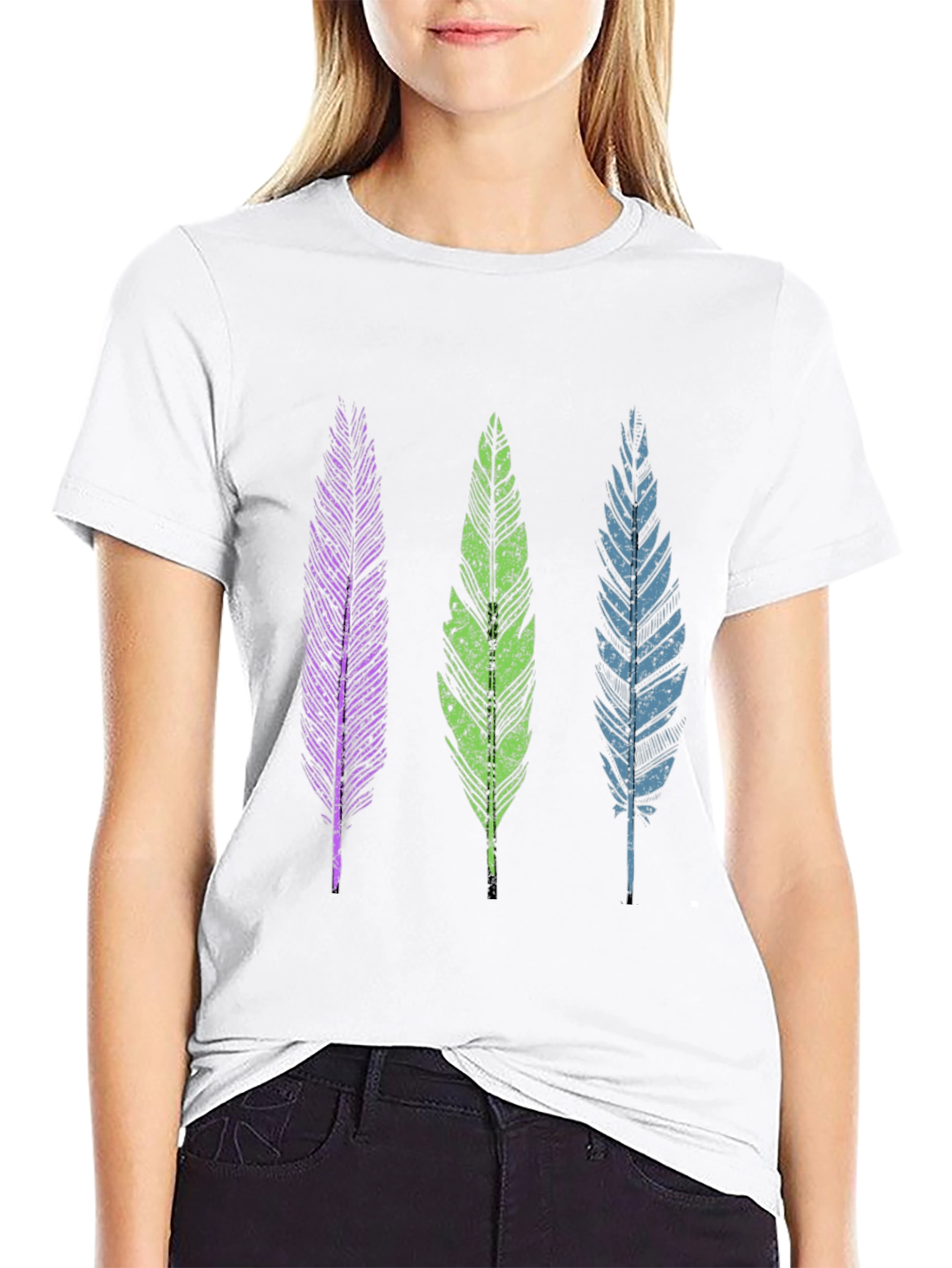 Feather Trio Graphic Tee - Casual Comfort