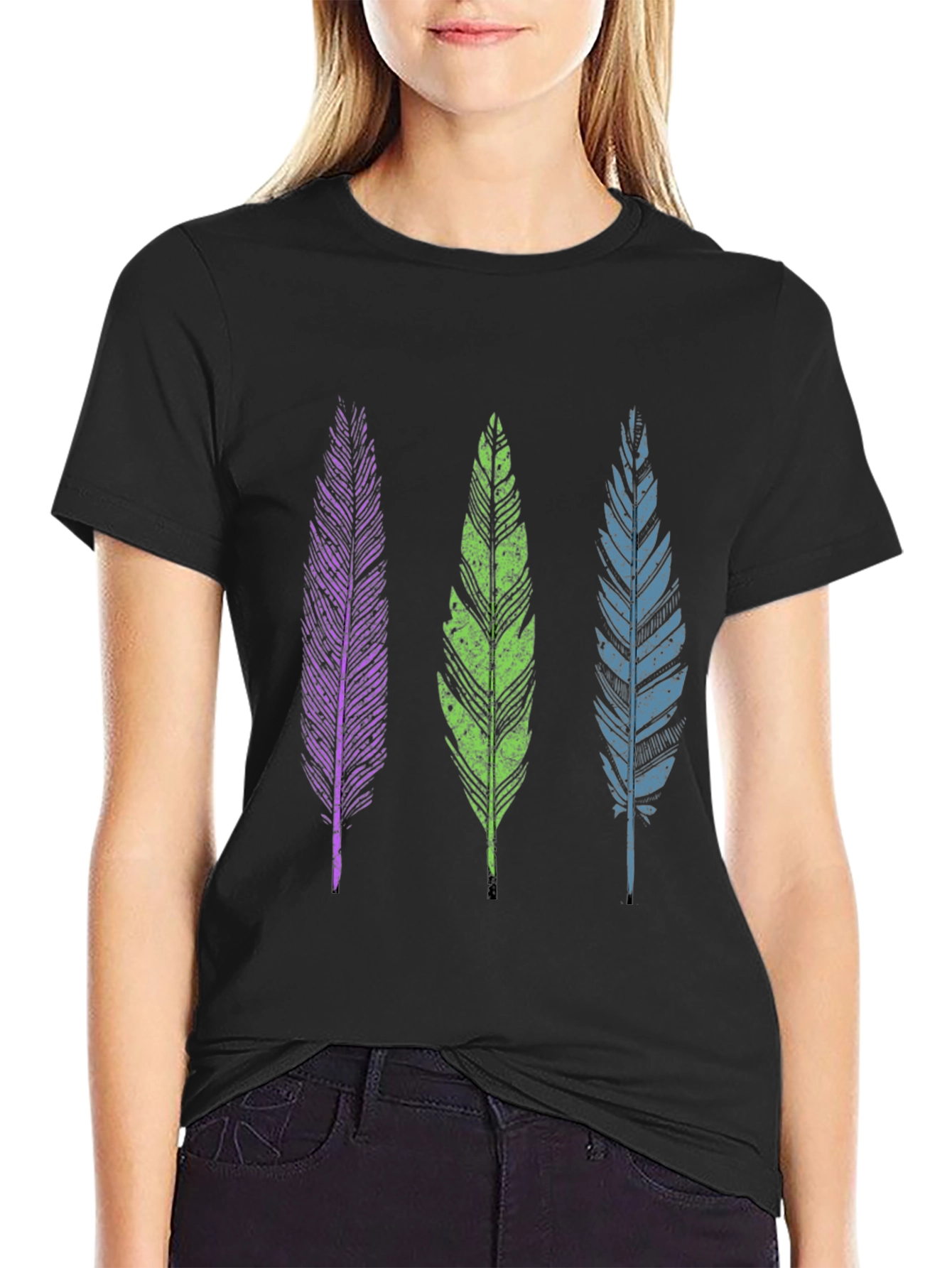 Feather Trio Graphic Tee - Casual Comfort
