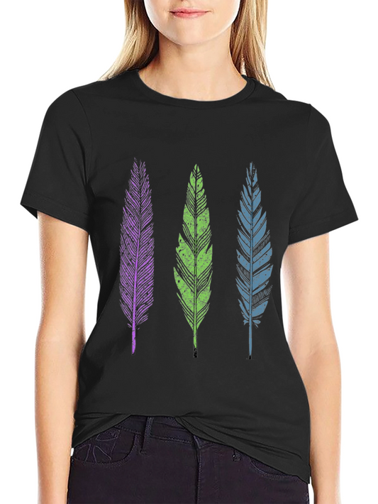Feather Trio Graphic Tee - Casual Comfort