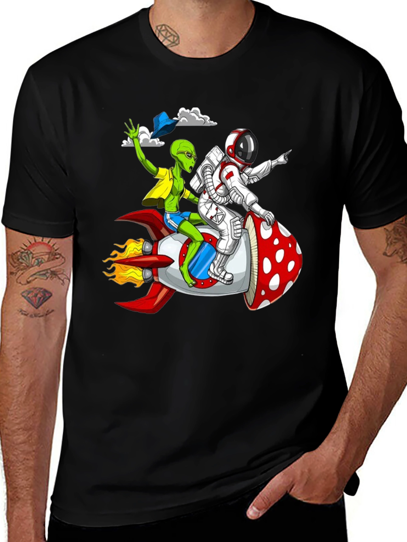 Alien & Astronaut Rocket Ride Graphic Tee
