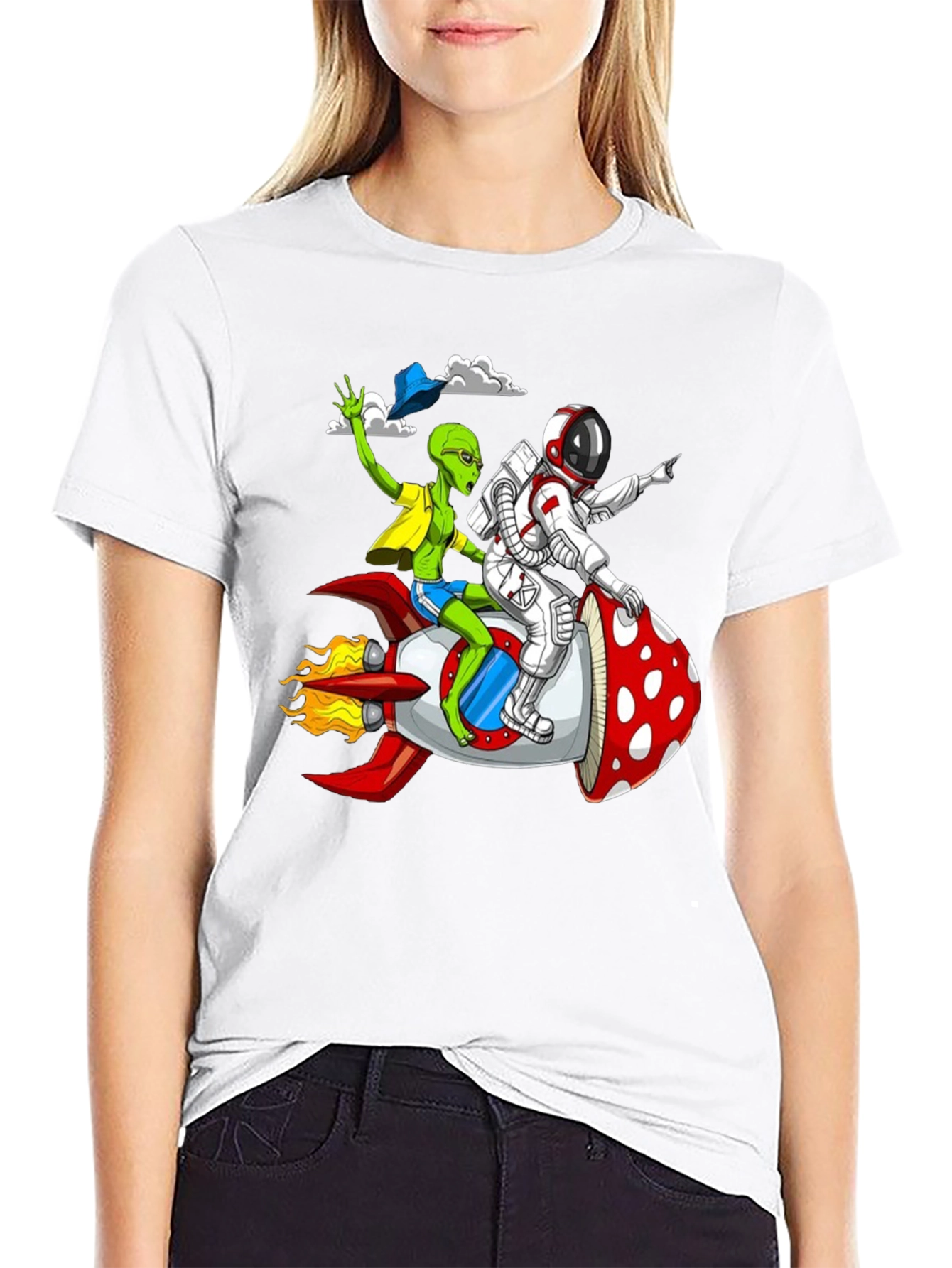 Alien & Astronaut Rocket Ride Graphic Tee