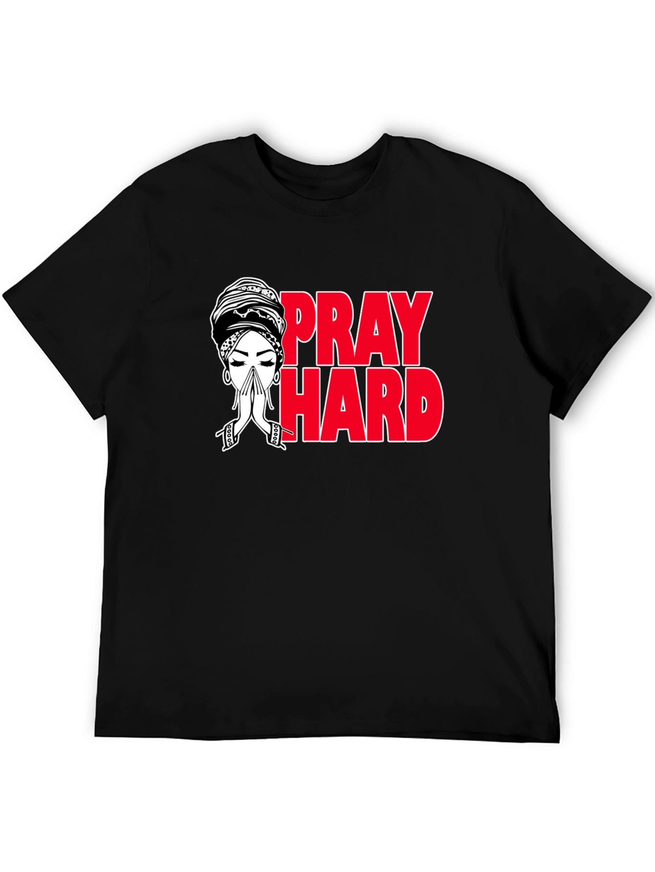 Pray Hard Graphic T-Shirt - Black