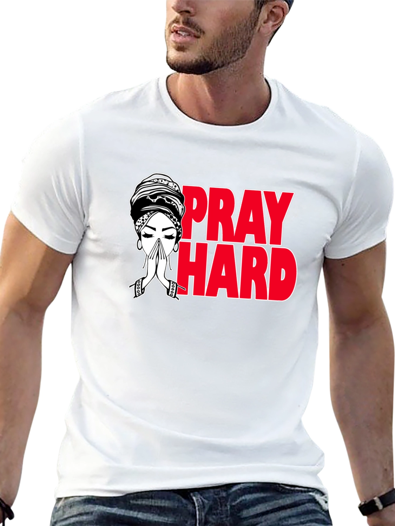Pray Hard Graphic T-Shirt - Black