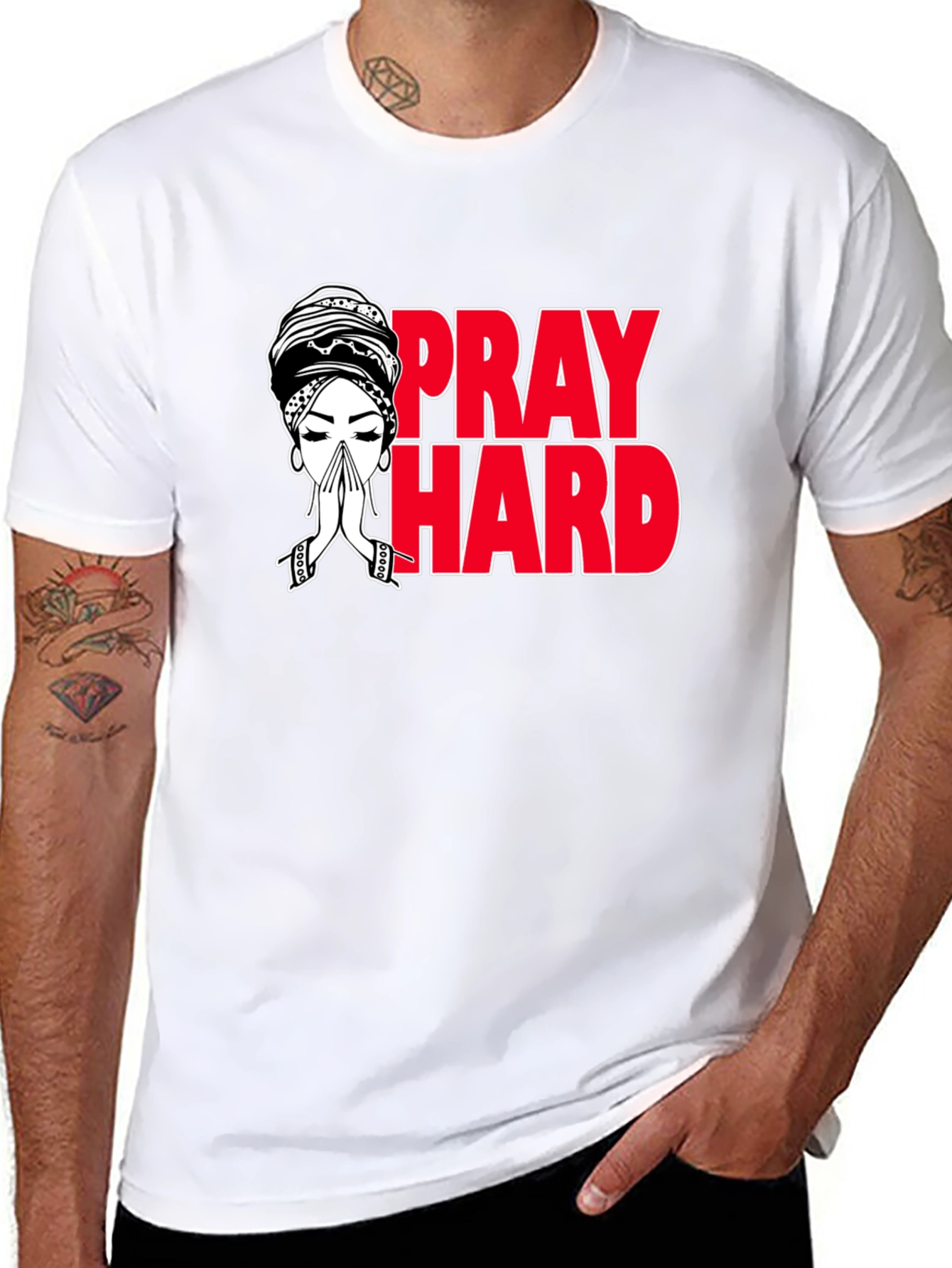 Pray Hard Graphic T-Shirt - Black