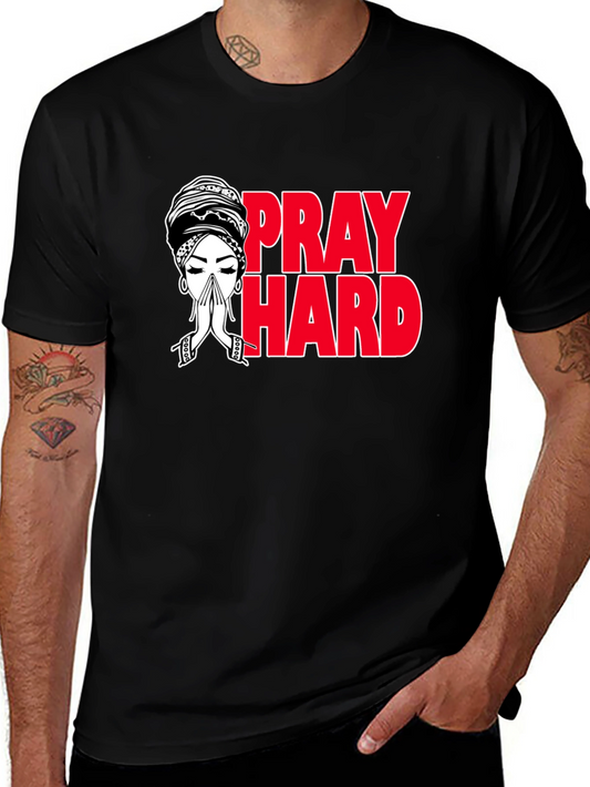 Pray Hard Graphic T-Shirt - Black