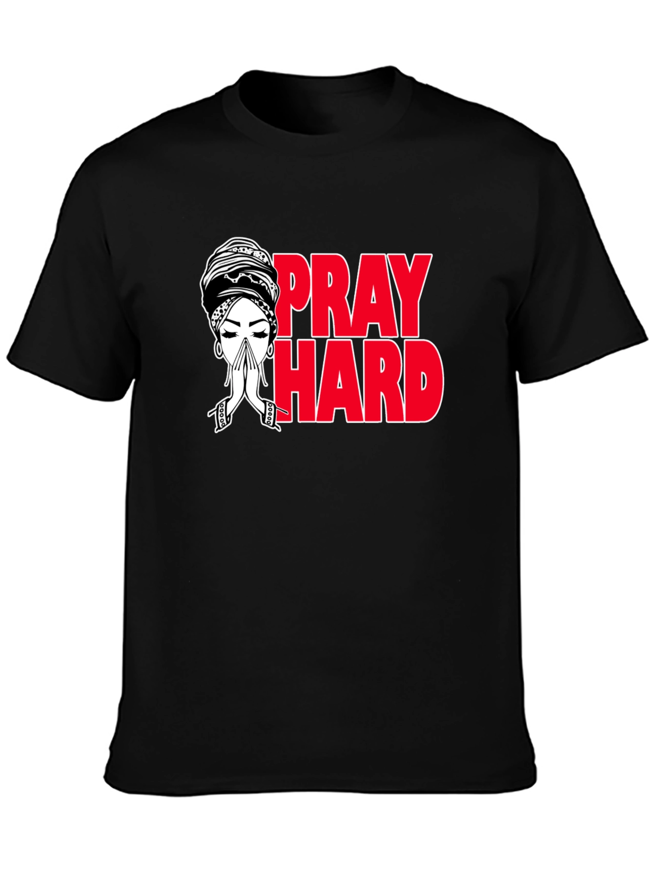Pray Hard Graphic T-Shirt - Black