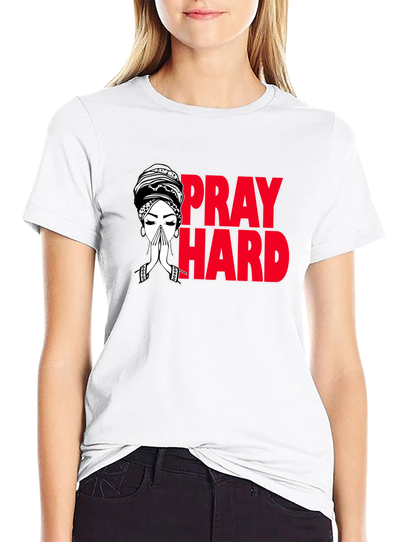 Pray Hard Graphic T-Shirt - Black