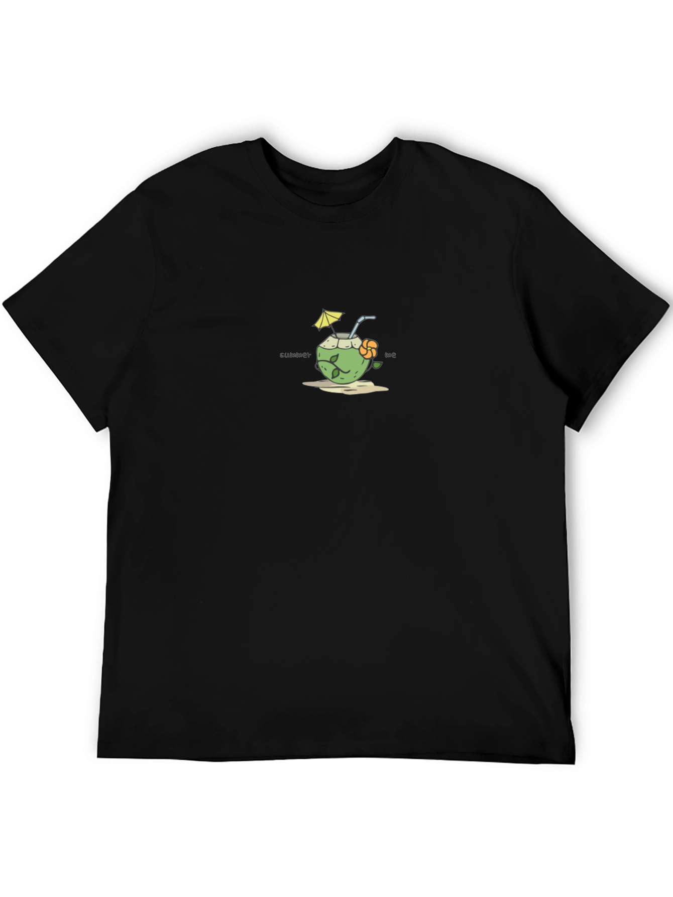 Summer Vibes Black Graphic Tee - Coconut Drink