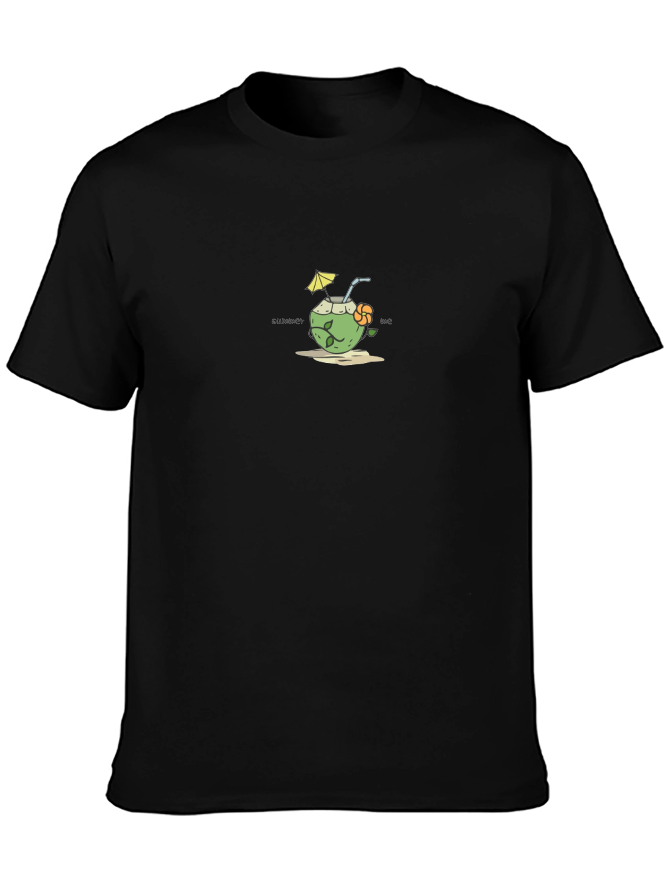 Summer Vibes Black Graphic Tee - Coconut Drink