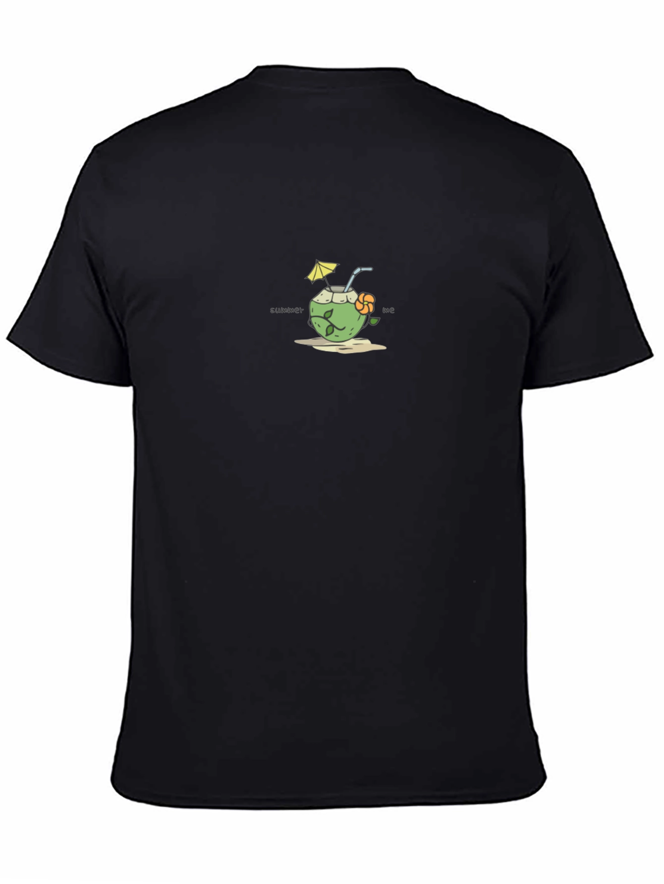 Summer Vibes Black Graphic Tee - Coconut Drink