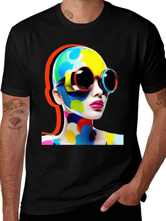 Bold Graphic Tee: Colorful Pop Art Woman