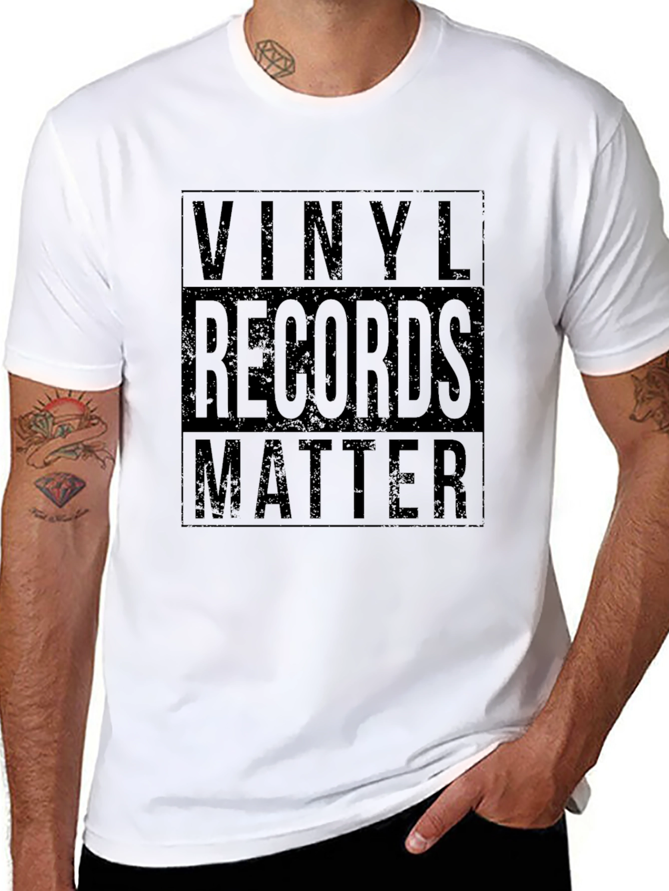 Vinyl Records Matter Black Graphic T-Shirt