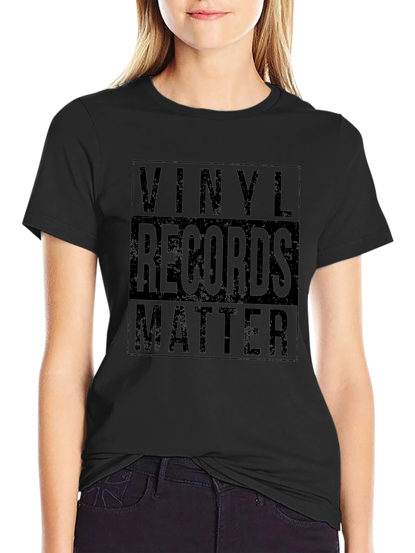 Vinyl Records Matter Black Graphic T-Shirt