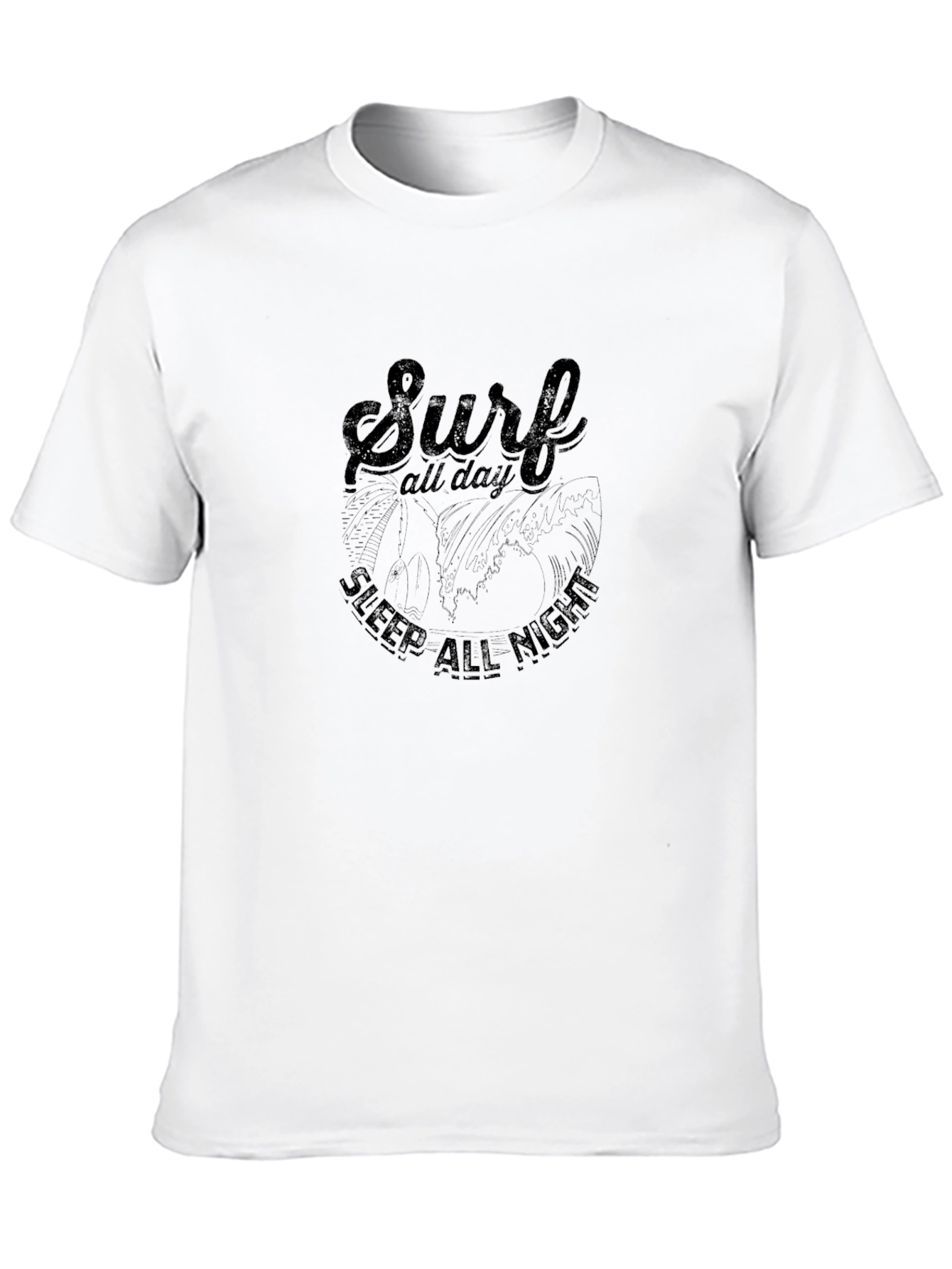 Surf All Day Black Graphic T-Shirt