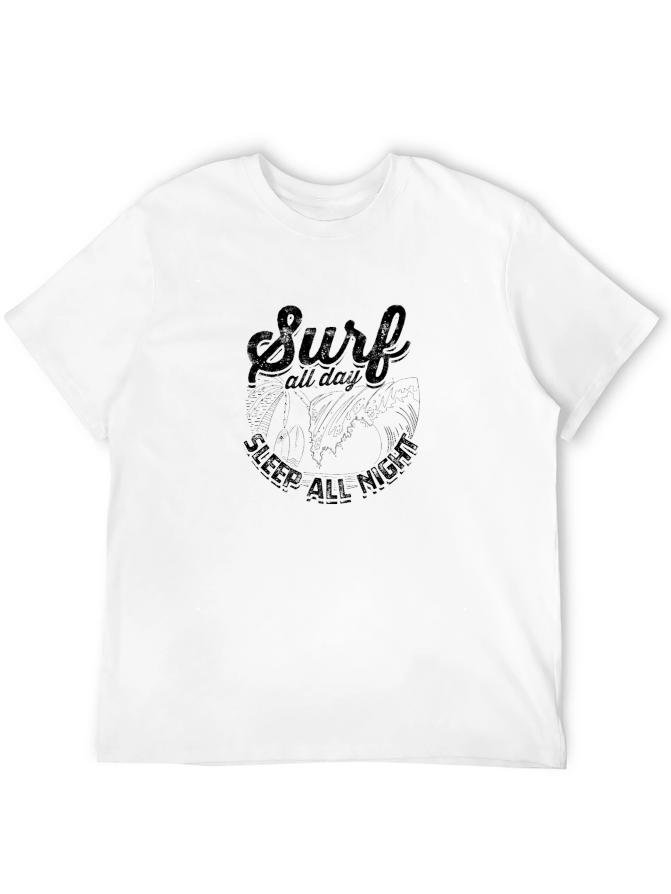 Surf All Day Black Graphic T-Shirt
