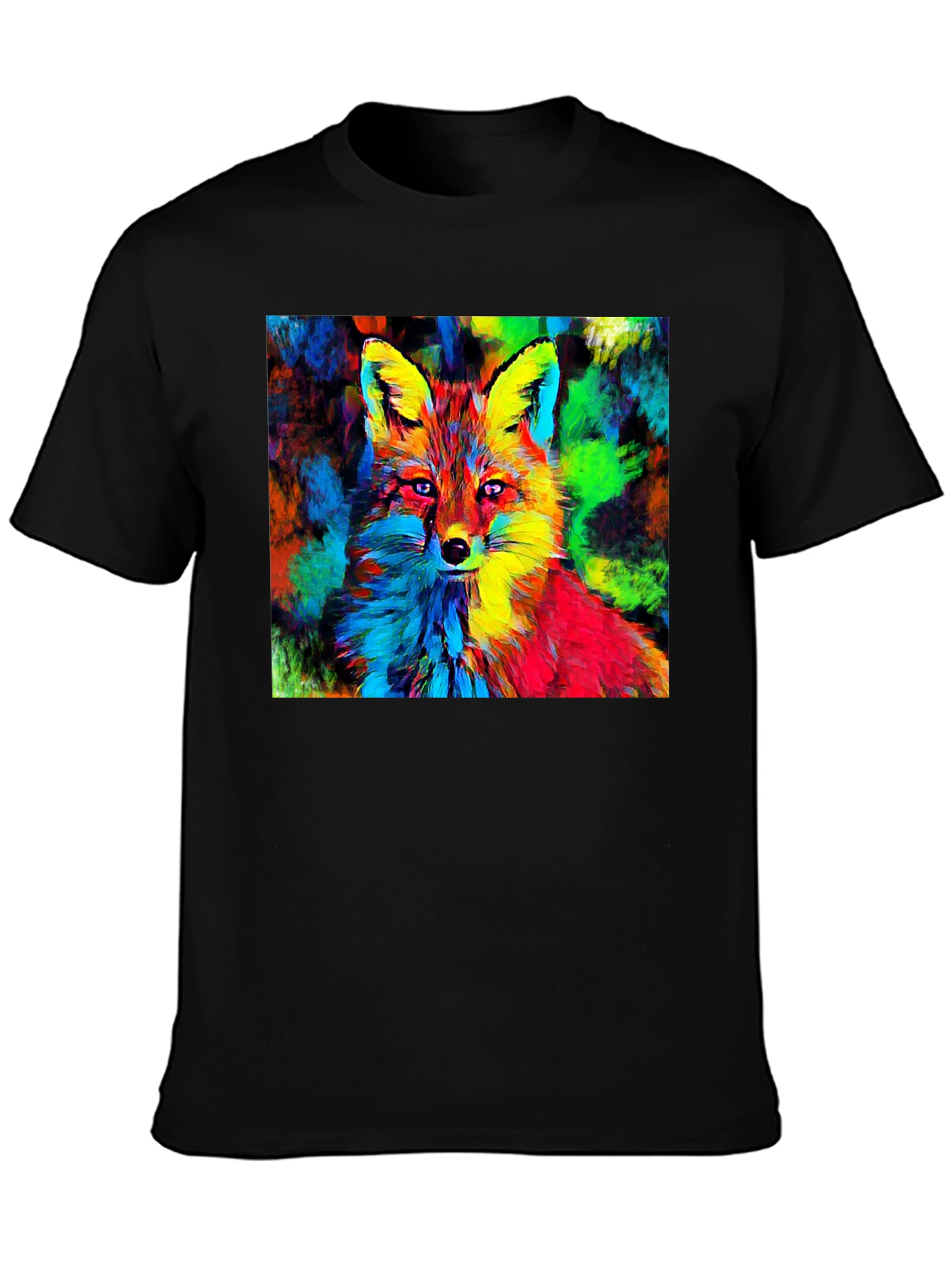 Vibrant Fox Graphic Tee - Artistic Animal Print