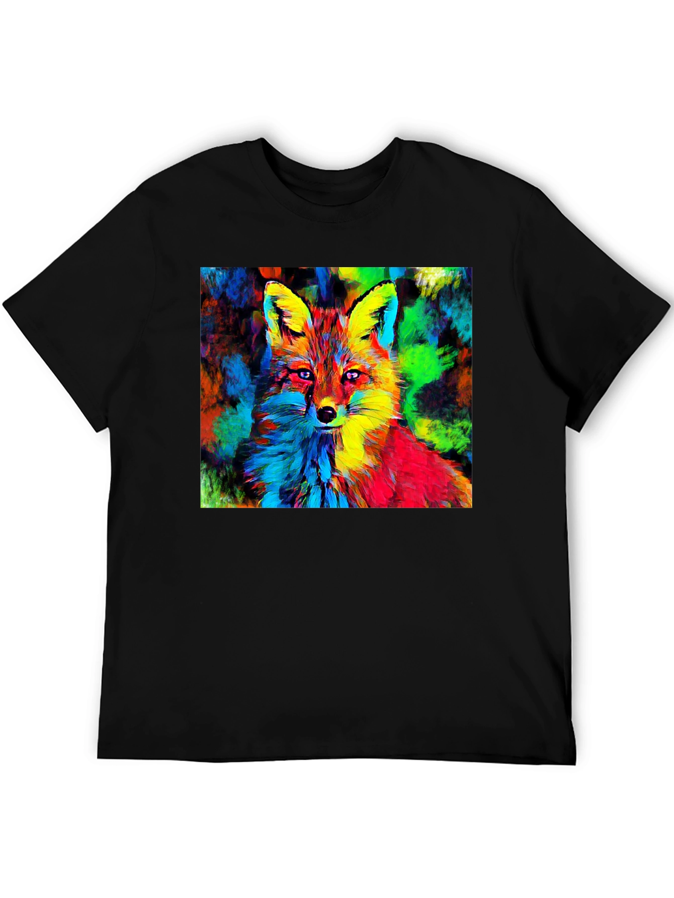 Vibrant Fox Graphic Tee - Artistic Animal Print