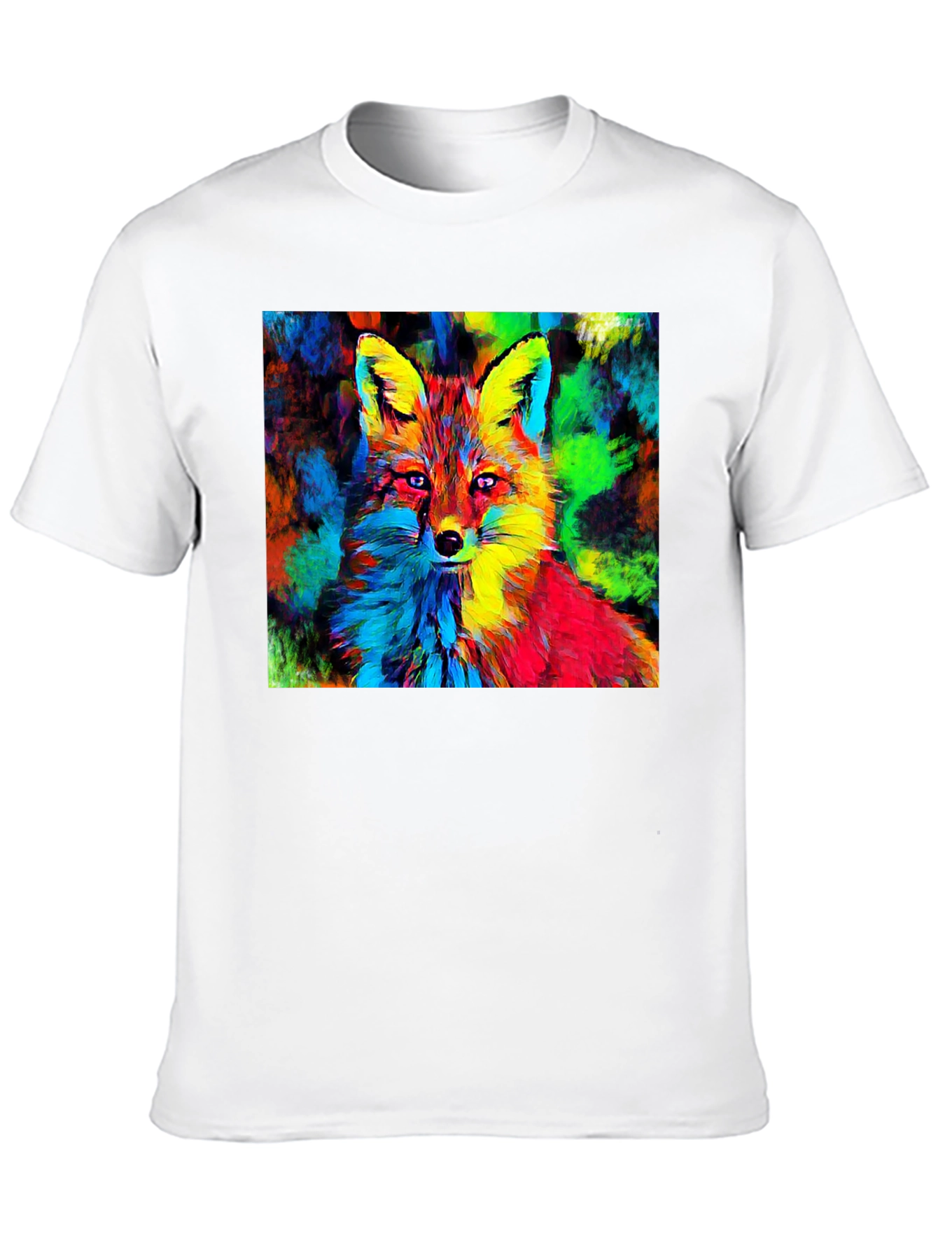 Vibrant Fox Graphic Tee - Artistic Animal Print