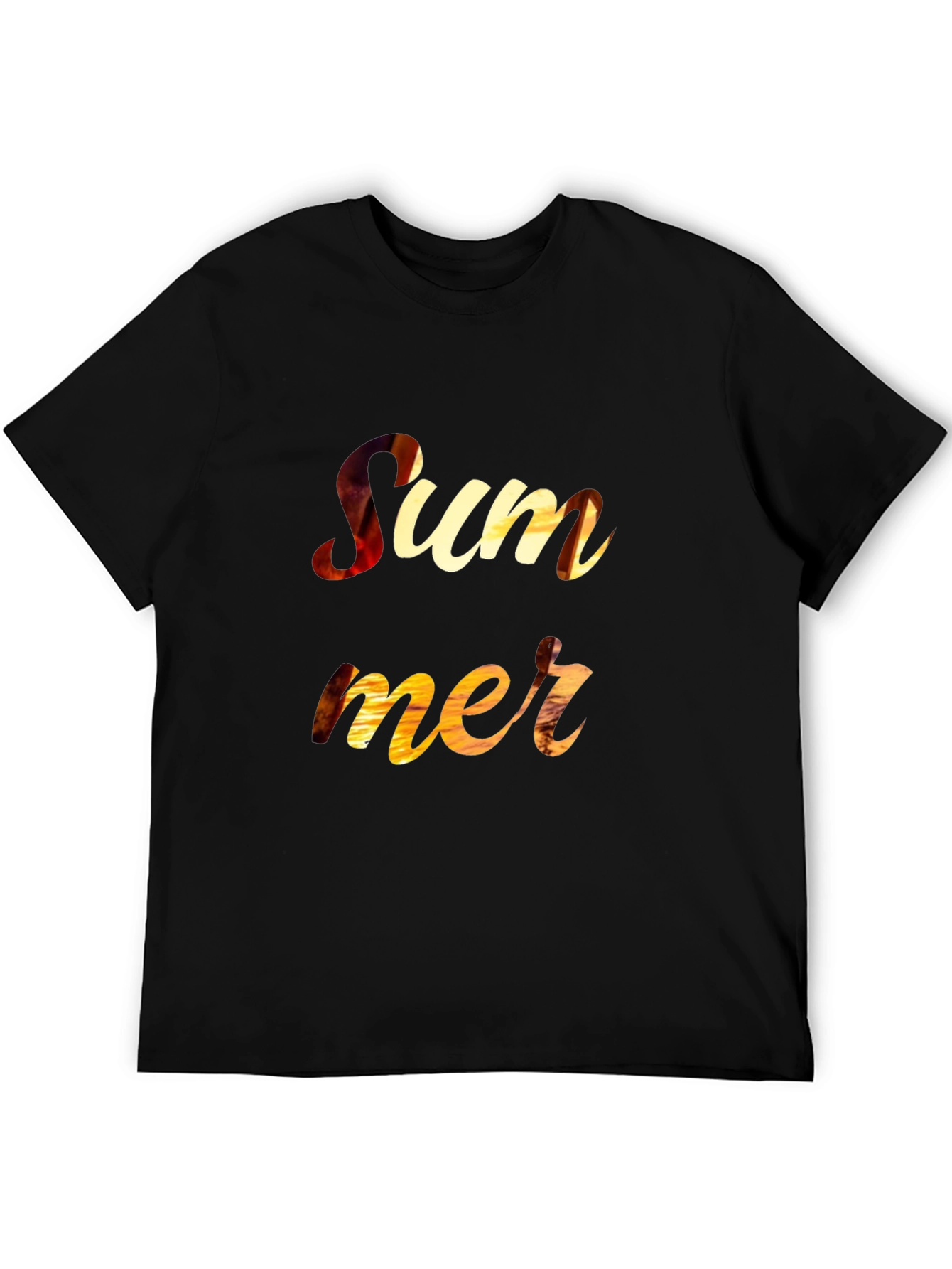 Summer Sunset Graphic Print Black T-Shirt