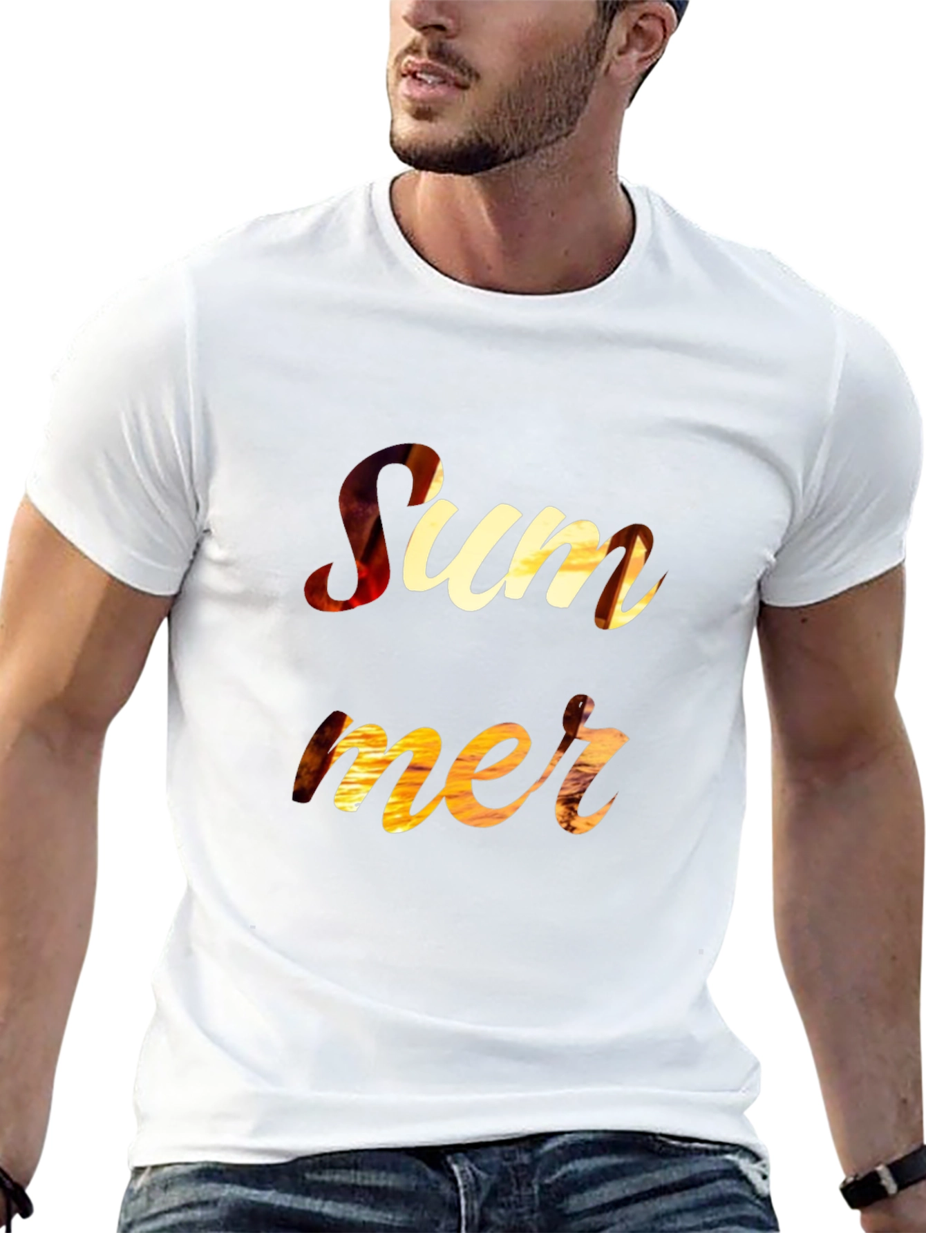 Summer Sunset Graphic Print Black T-Shirt