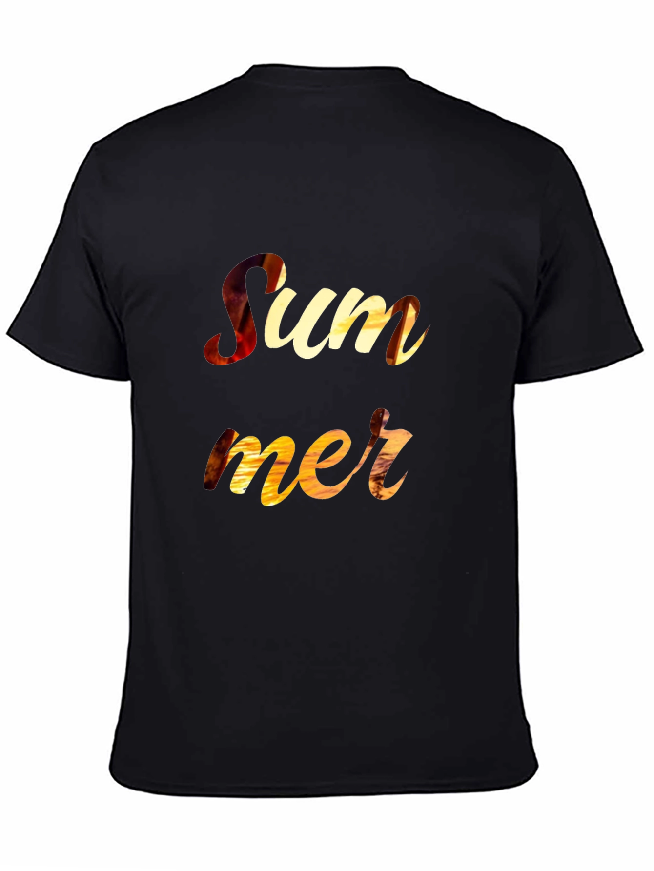 Summer Sunset Graphic Print Black T-Shirt