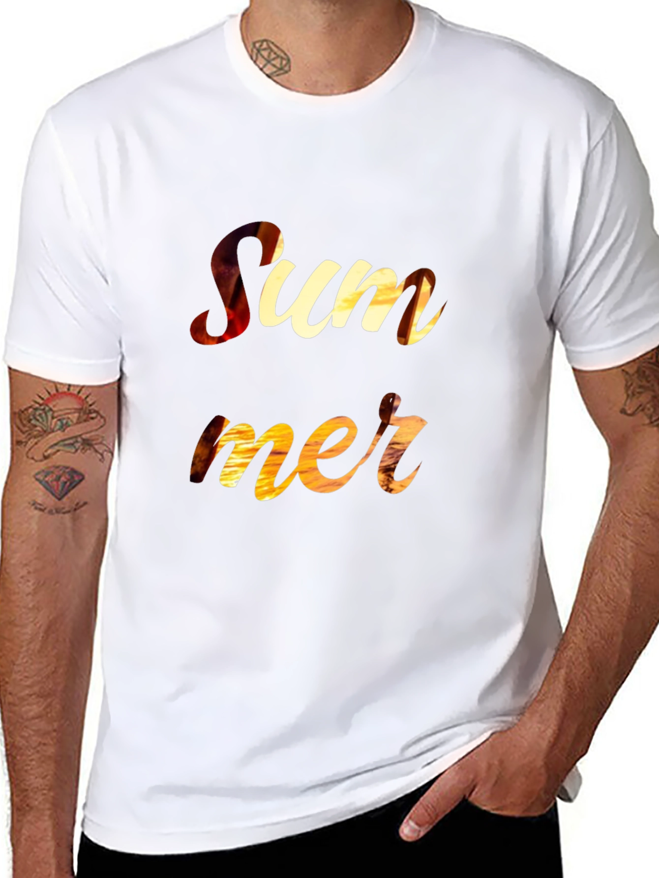 Summer Sunset Graphic Print Black T-Shirt