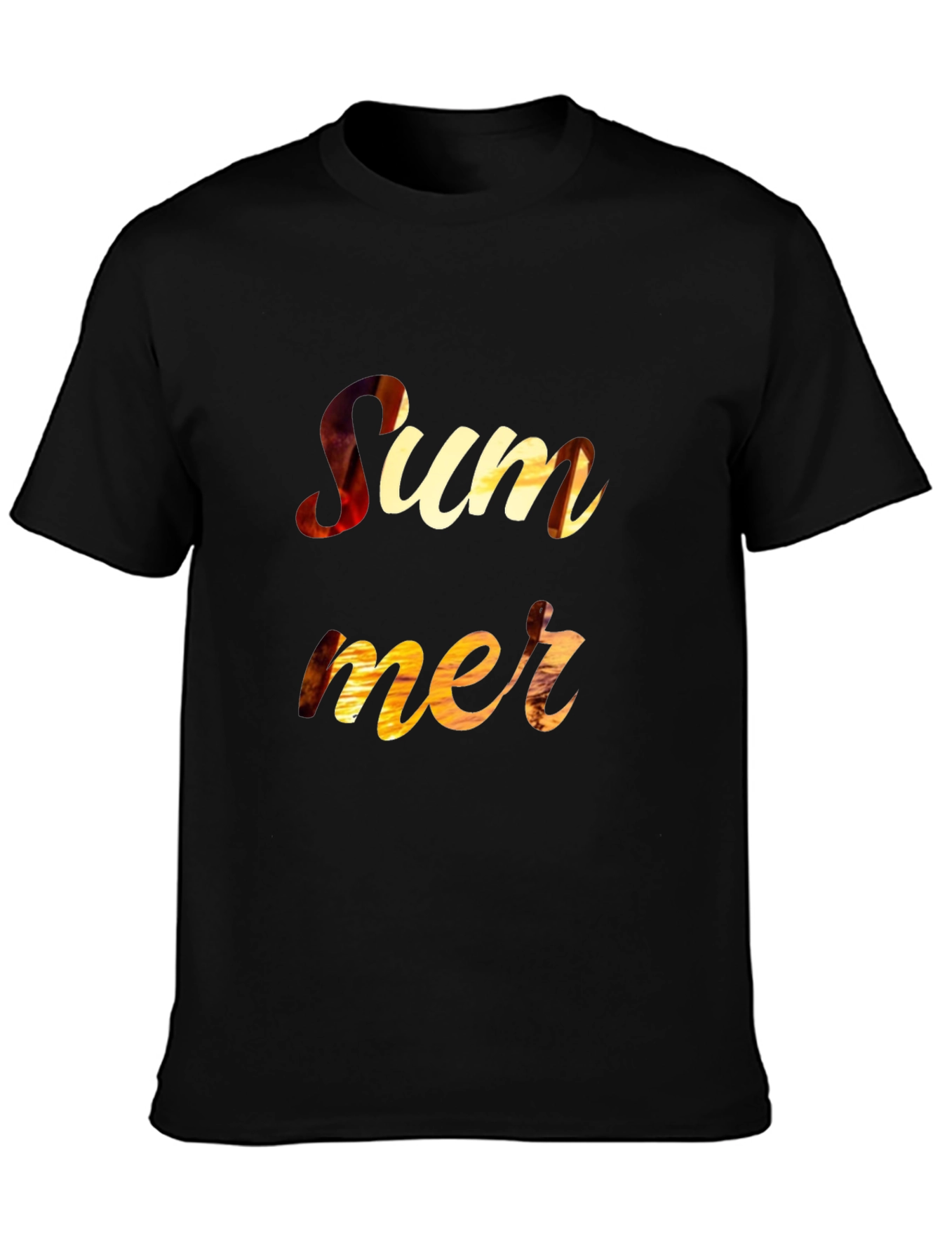 Summer Sunset Graphic Print Black T-Shirt