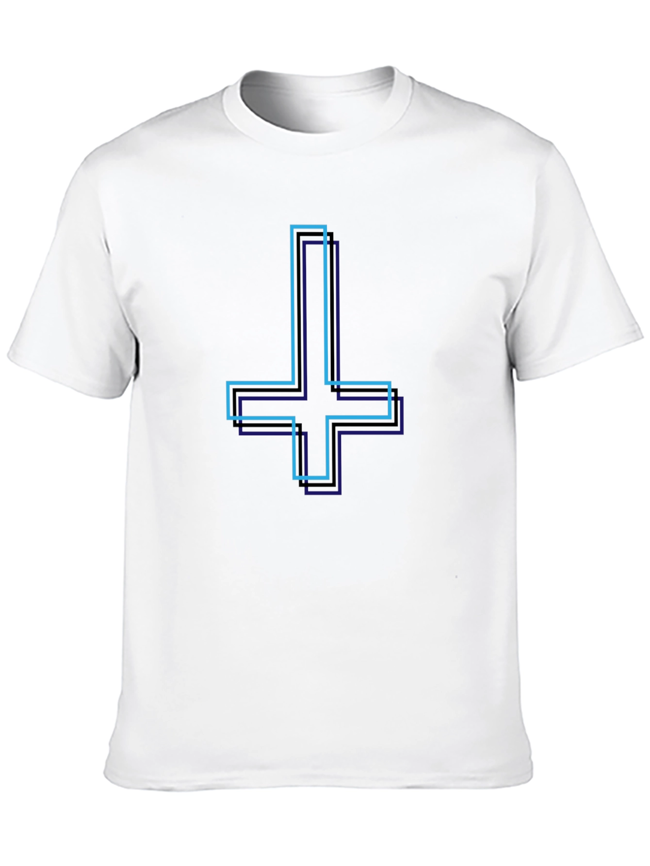 Inverted Cross Graphic Tee - Stylish Black T-Shirt