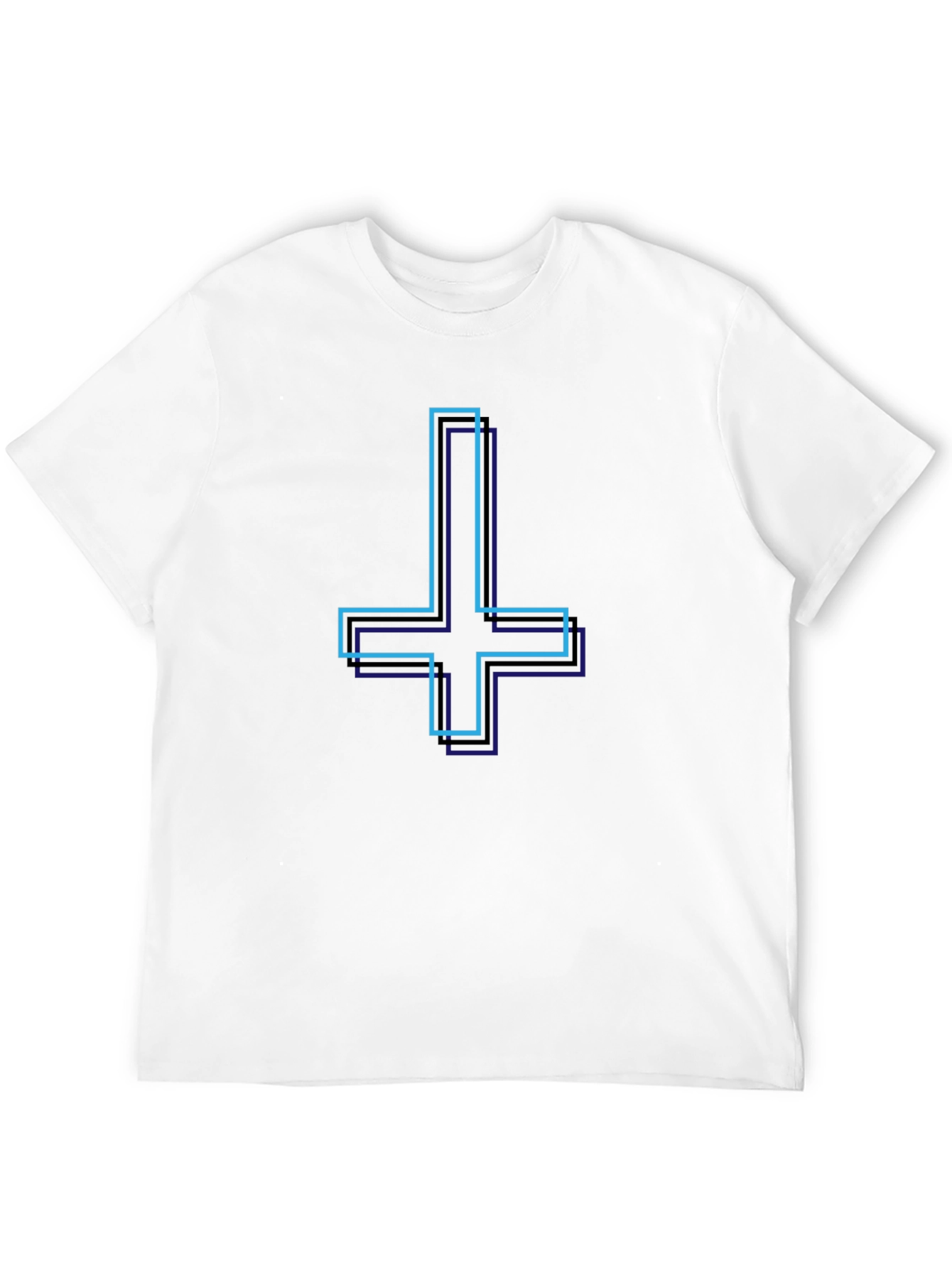 Inverted Cross Graphic Tee - Stylish Black T-Shirt
