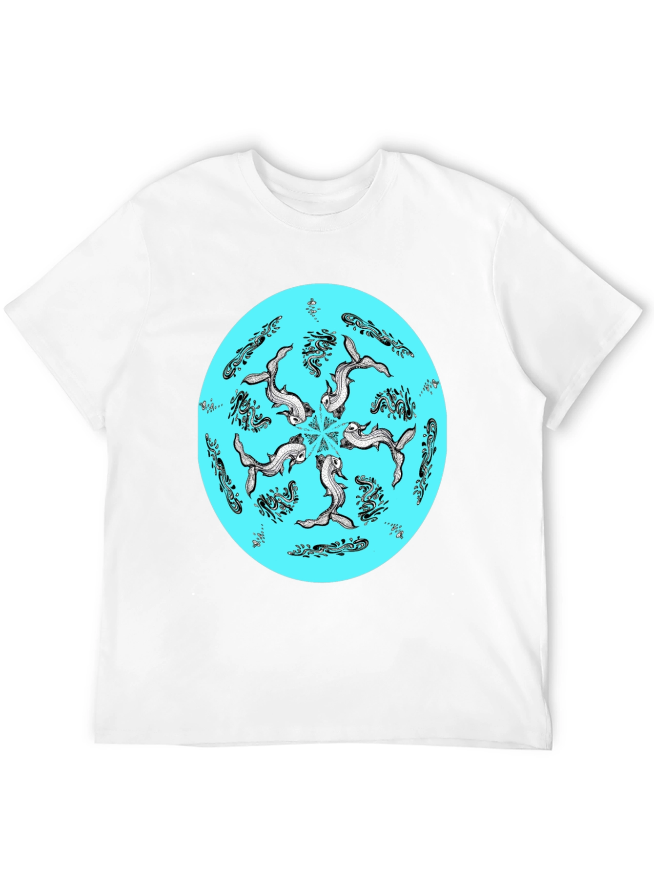 Koi Fish Mandala Graphic Tee - Unique Black T-Shirt