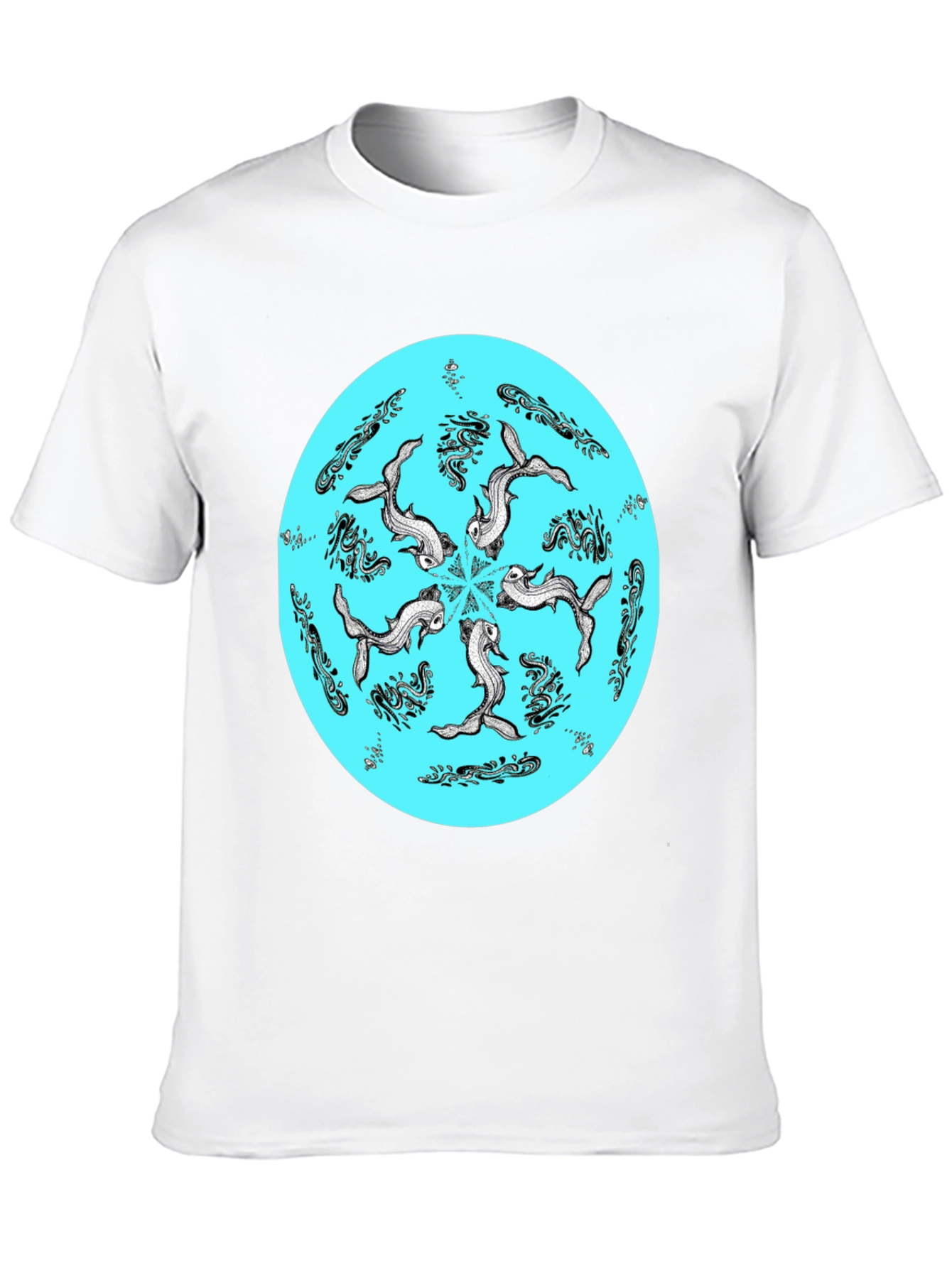 Koi Fish Mandala Graphic Tee - Unique Black T-Shirt
