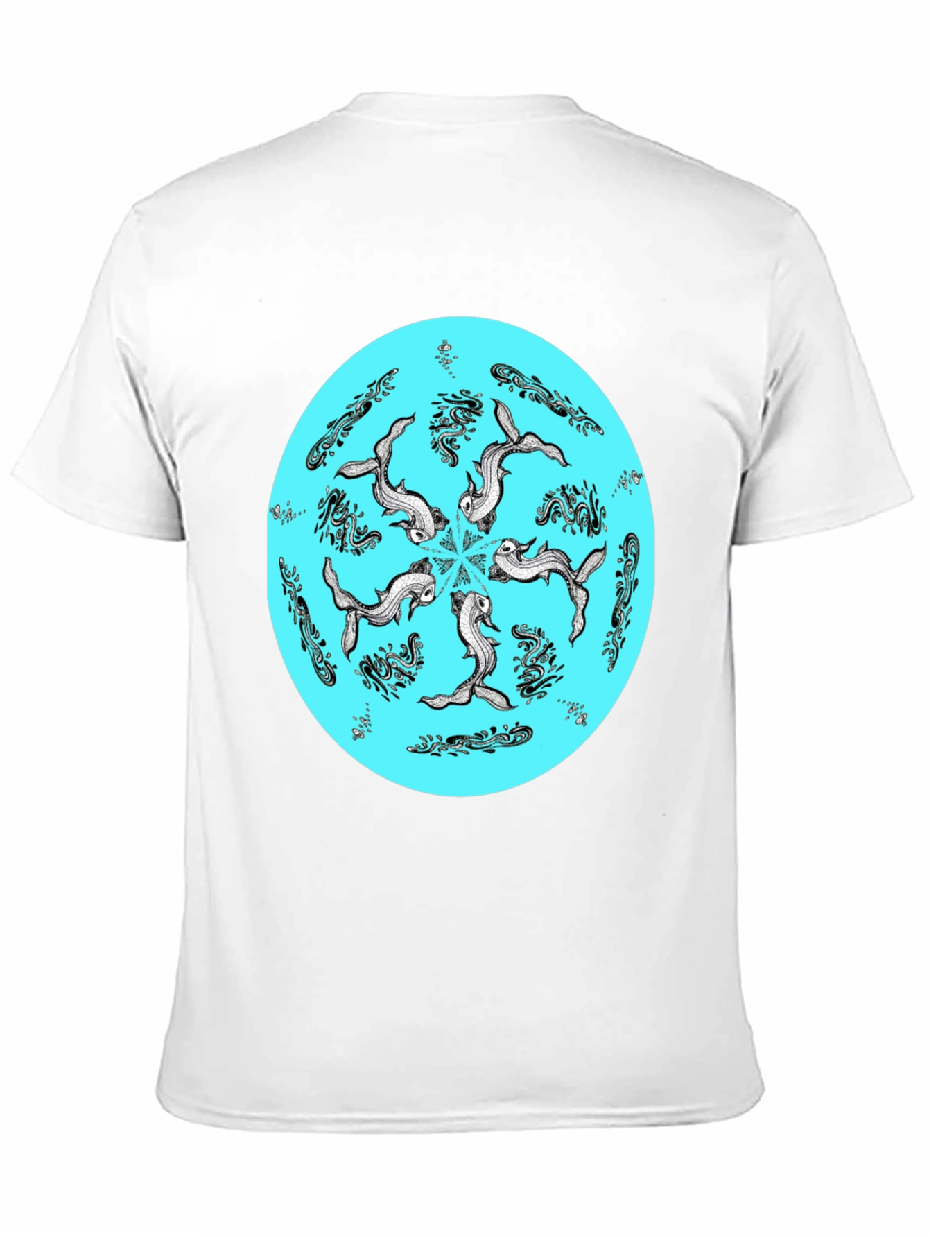 Koi Fish Mandala Graphic Tee - Unique Black T-Shirt