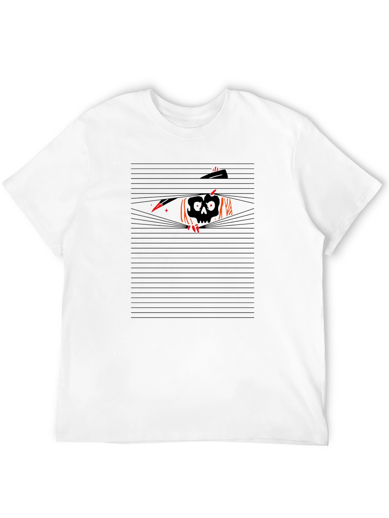 Mens Black T-Shirt - Spooky Skull Design