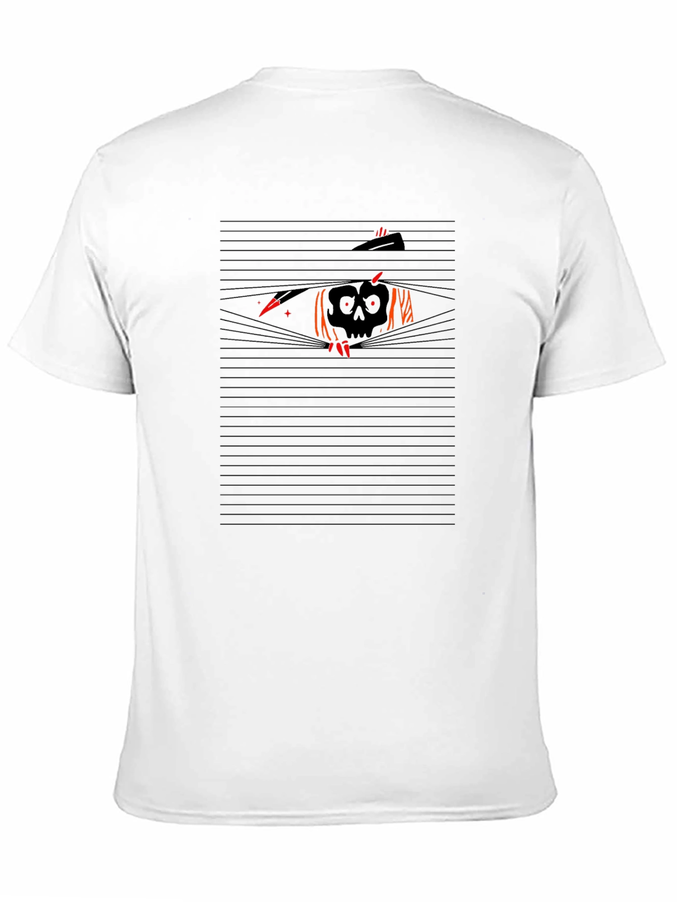 Mens Black T-Shirt - Spooky Skull Design