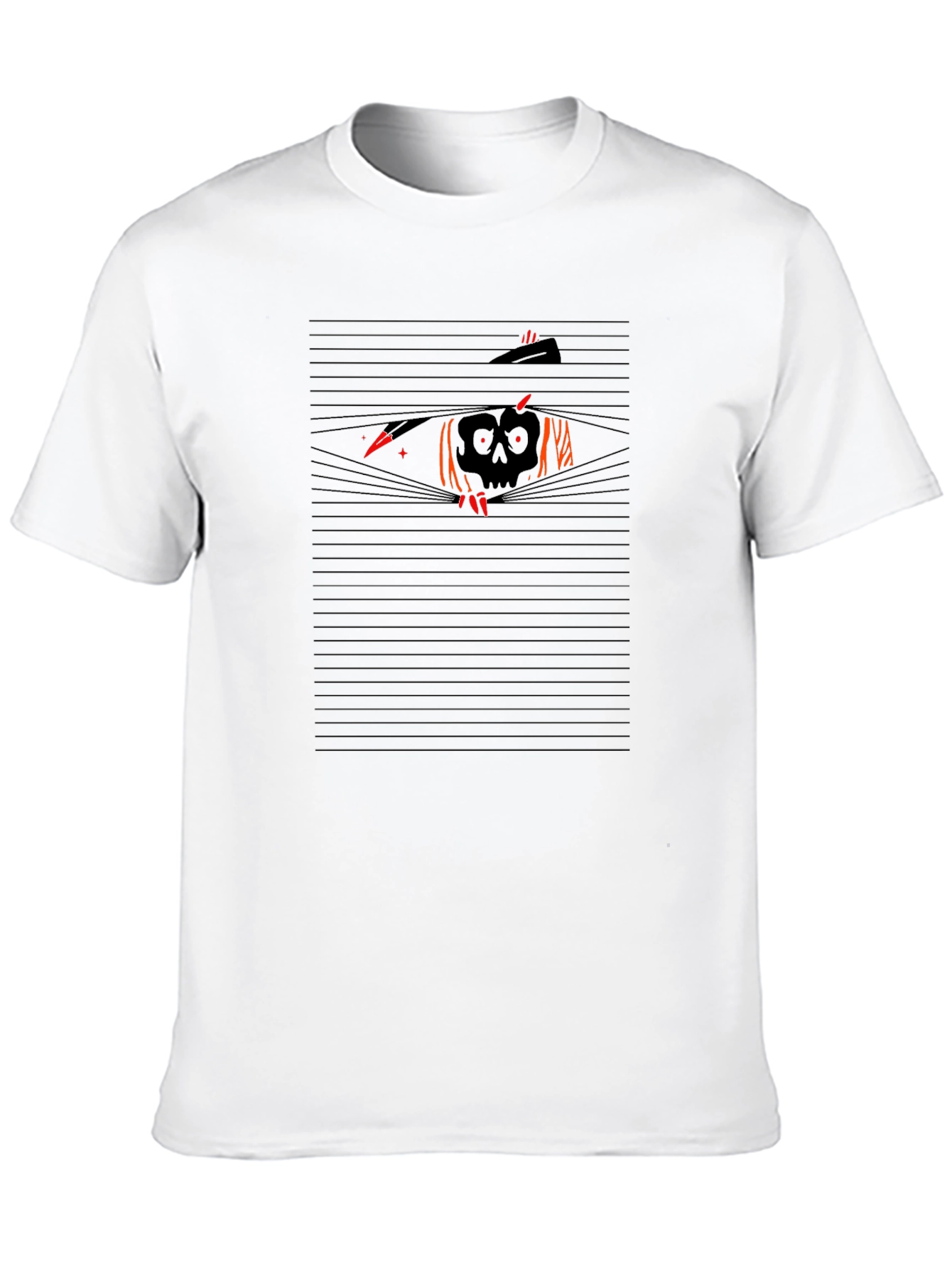 Mens Black T-Shirt - Spooky Skull Design