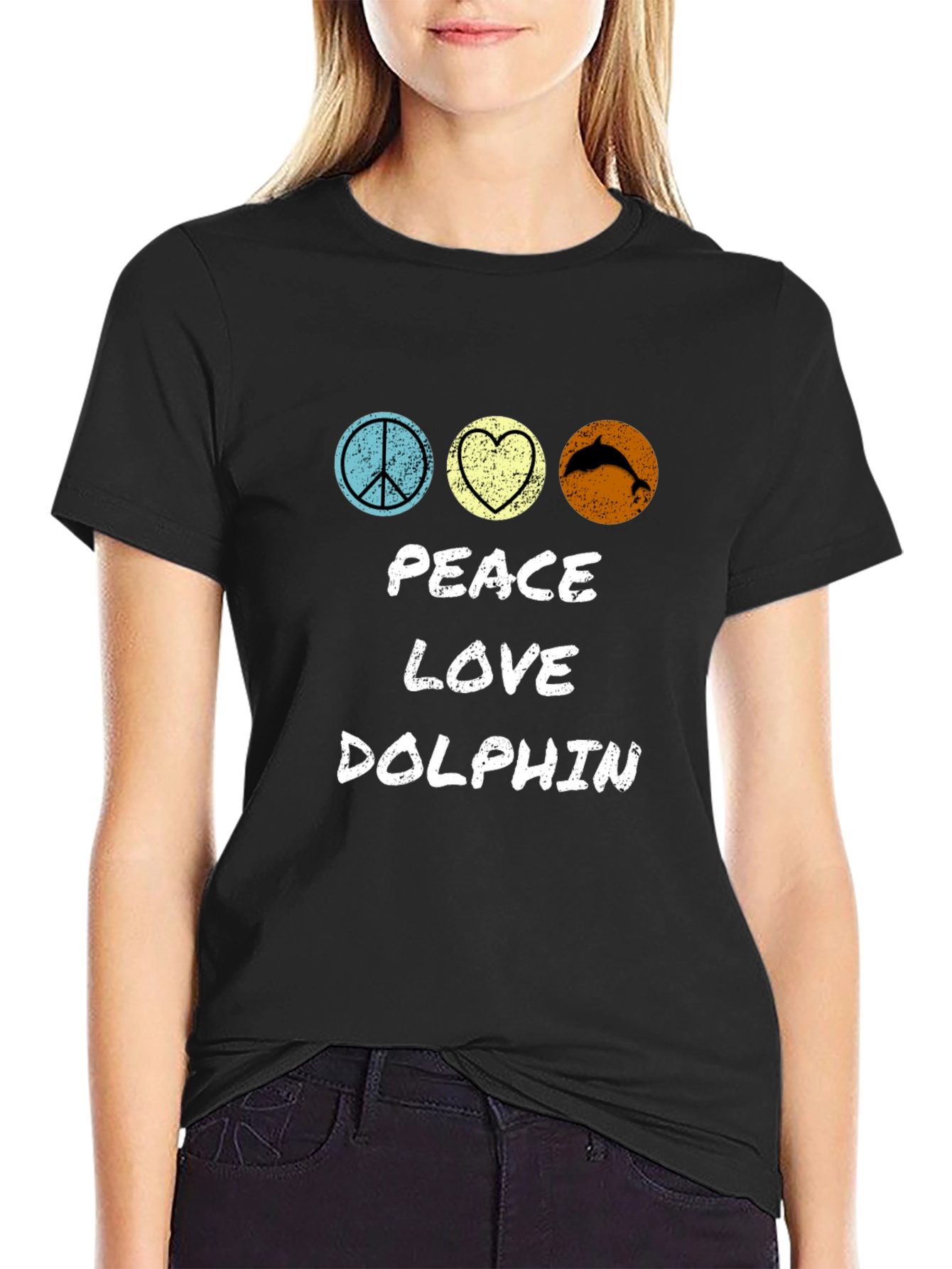 Peace Love Dolphin T-Shirt - Stylish Graphic Tee