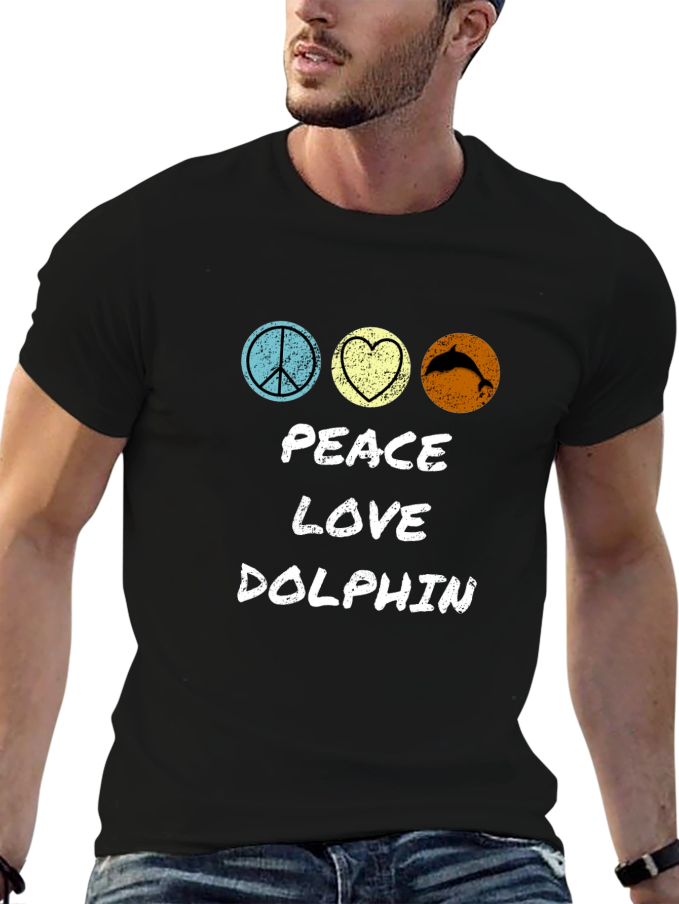 Peace Love Dolphin T-Shirt - Stylish Graphic Tee