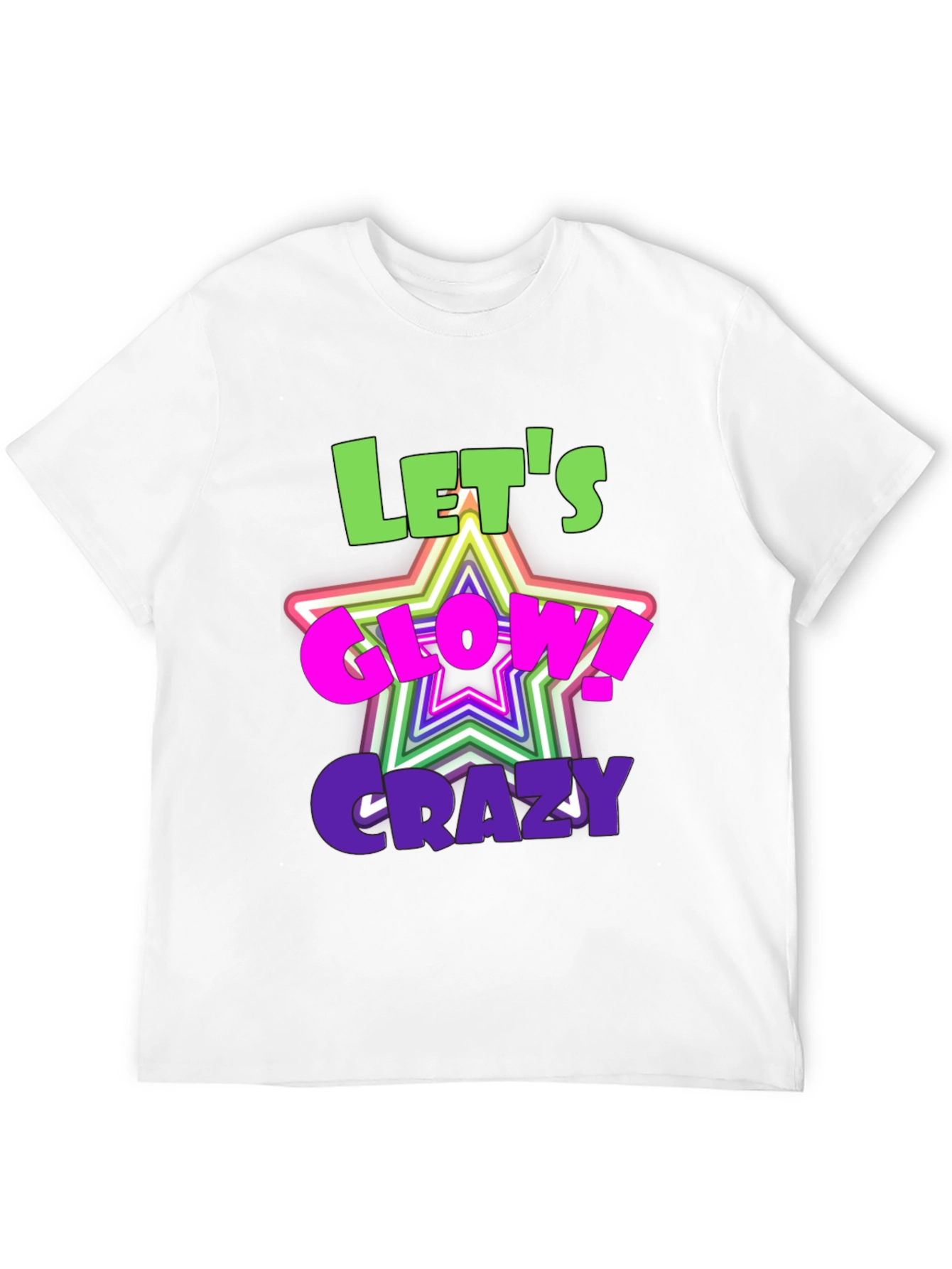 Lets Glow Crazy Graphic Black T-Shirt
