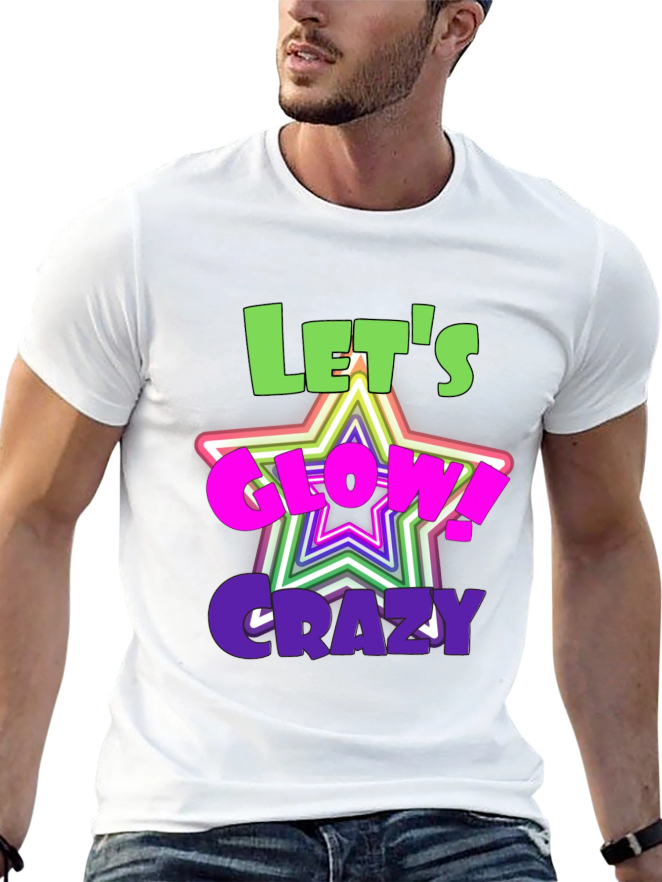Lets Glow Crazy Graphic Black T-Shirt