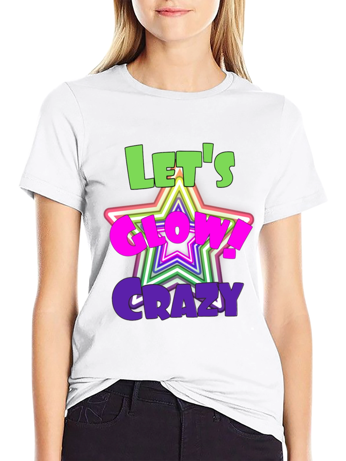 Lets Glow Crazy Graphic Black T-Shirt