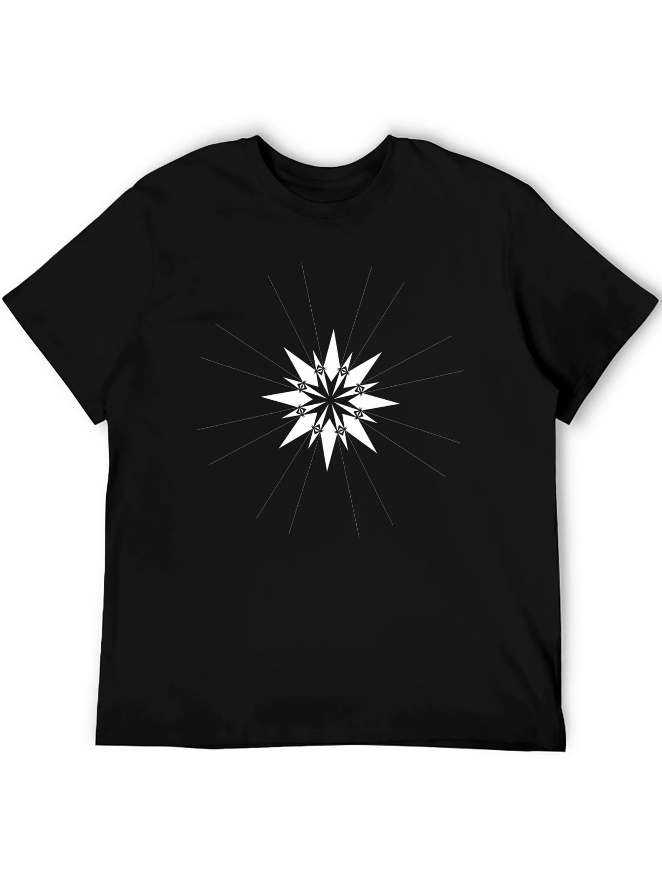 Geometric Starburst Graphic Tee - Stylish Black T-Shirt
