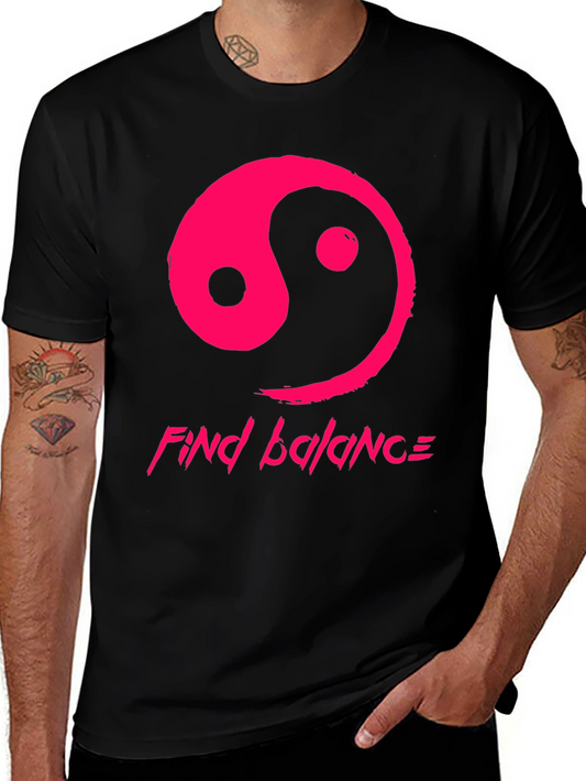 Yin Yang Find Balance Black T-Shirt