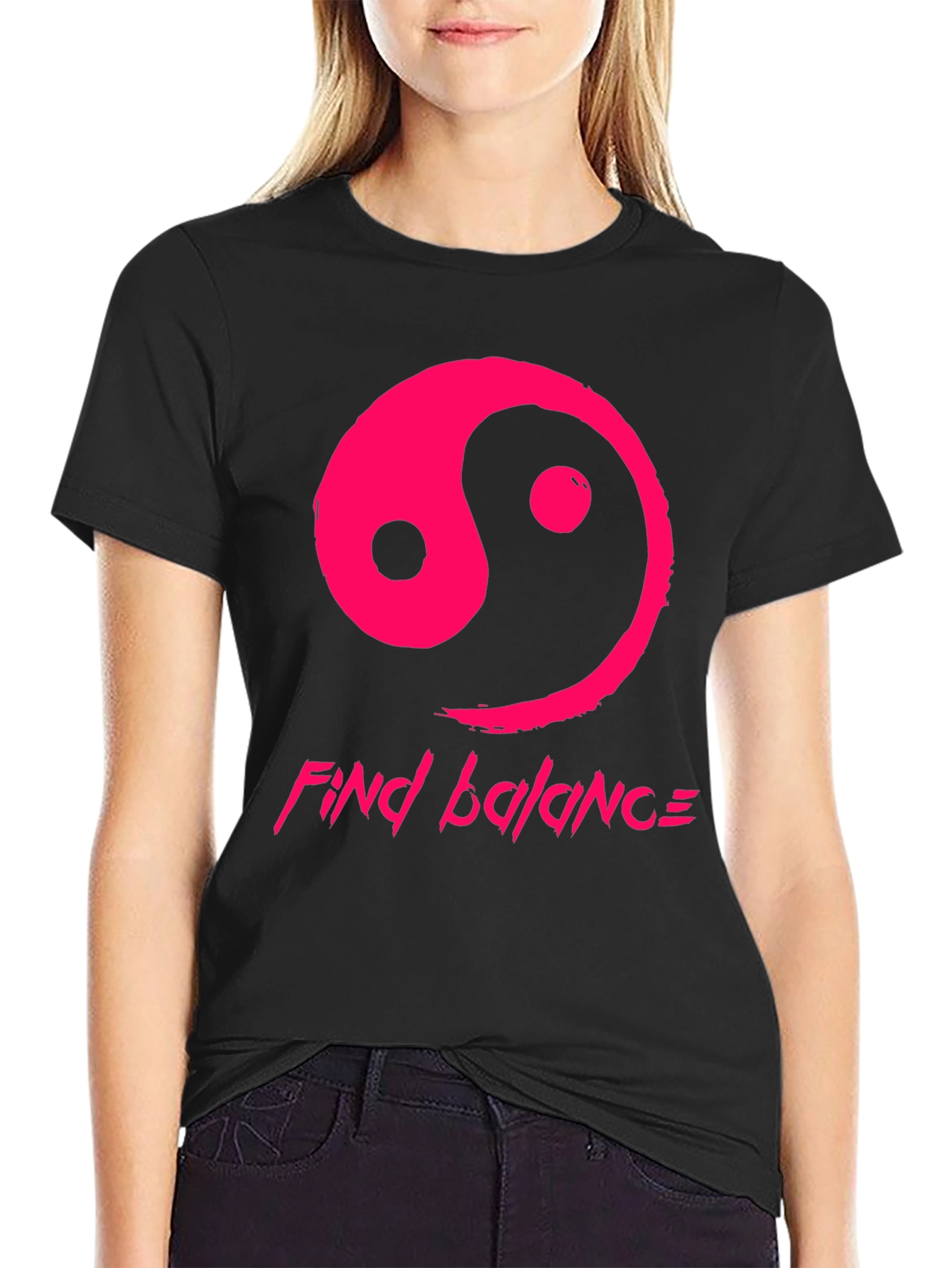Yin Yang Find Balance Black T-Shirt
