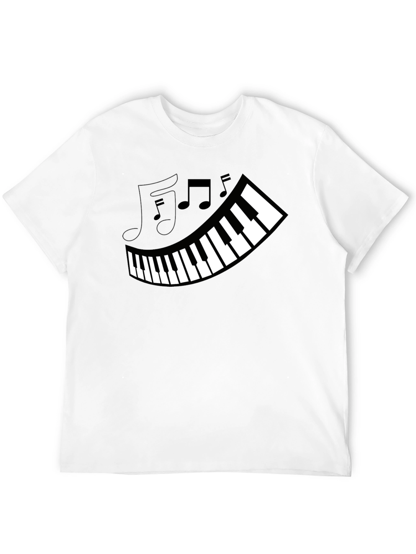 Piano Keys & Music Notes Graphic Black T-Shirt
